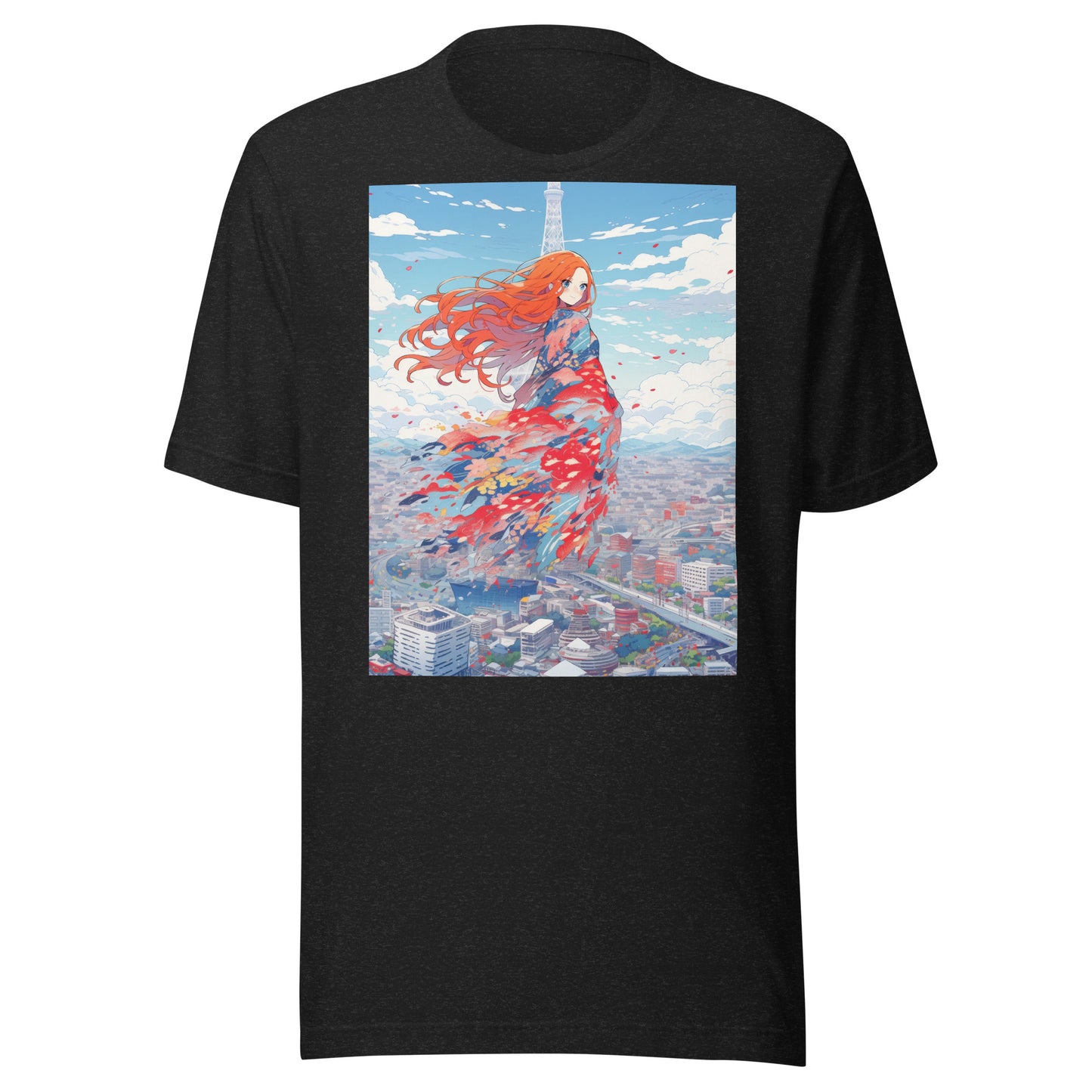 Petal City Anime blue Sky Orange Hair lady goddess
