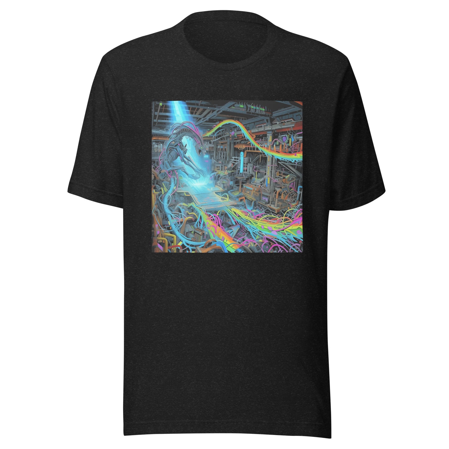 Wire Meca Robotic Psychedelic Rainbow Light Shaft Anime Unisex Tee