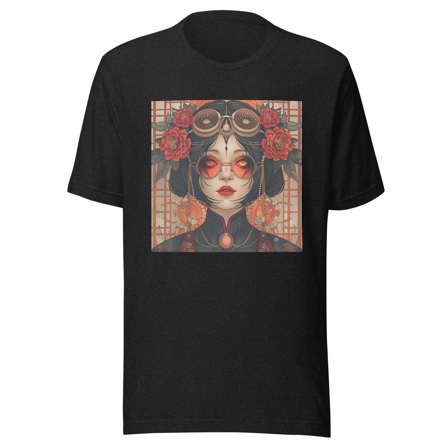 Sepia Rose Gold Steampunk Rose Lady Glasses Unisex Tee