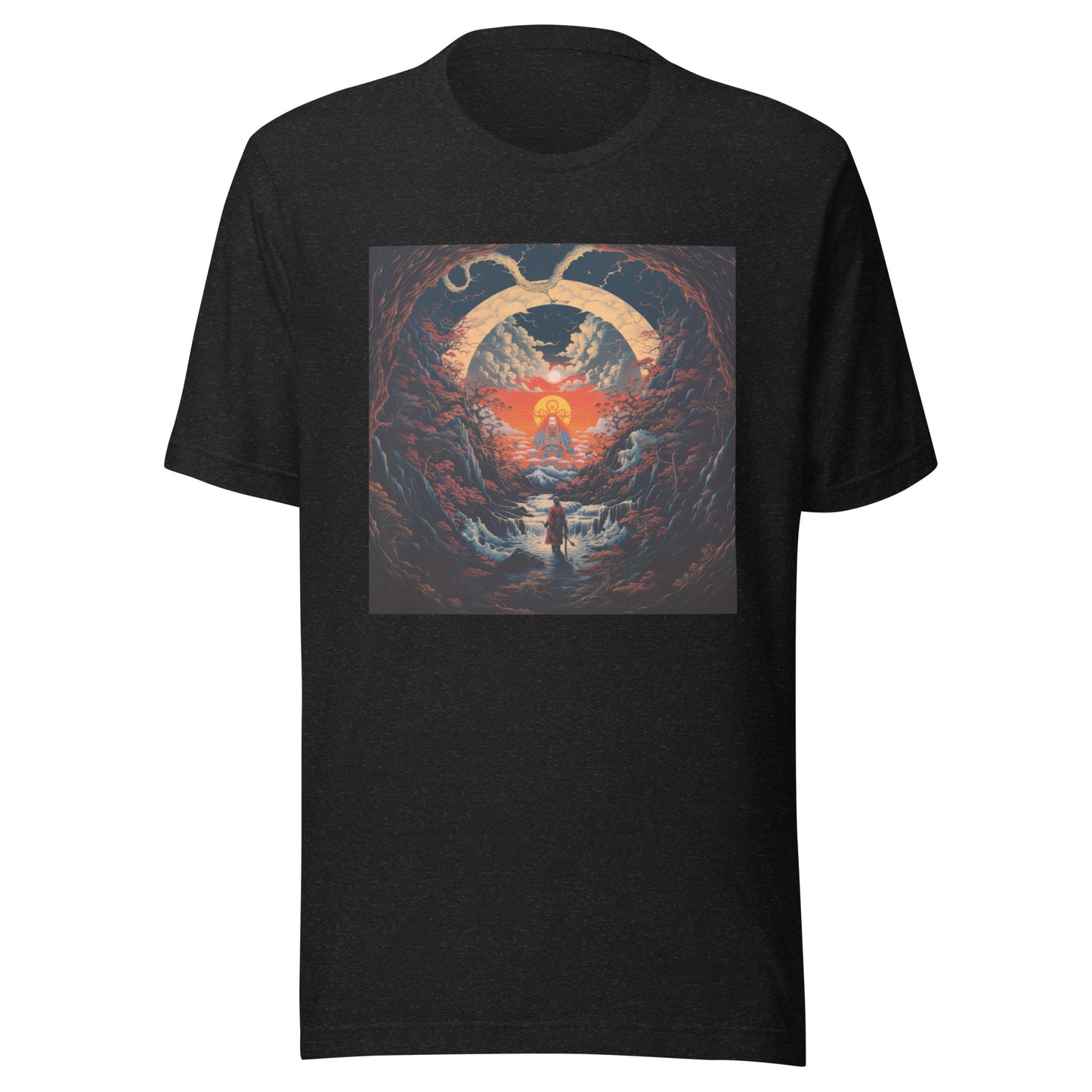 Bordered Moon Samurai Japan Scene Pixels Entity Unisex Tee