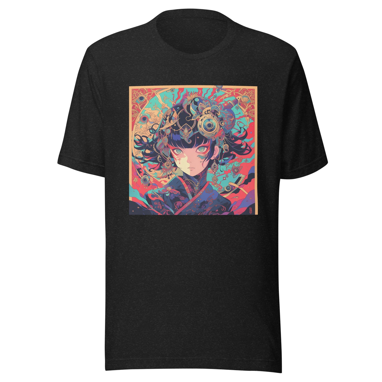 Red Fractal Kimono Anime Avant Lady hot colors Teal Moon Unisex Tee