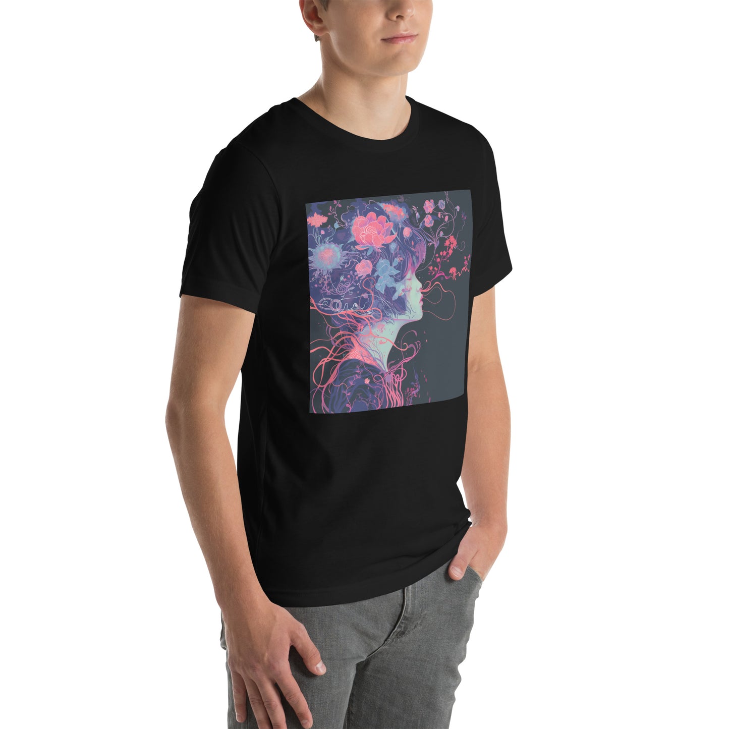 Floral Wire Girl Anime Unisex Tee