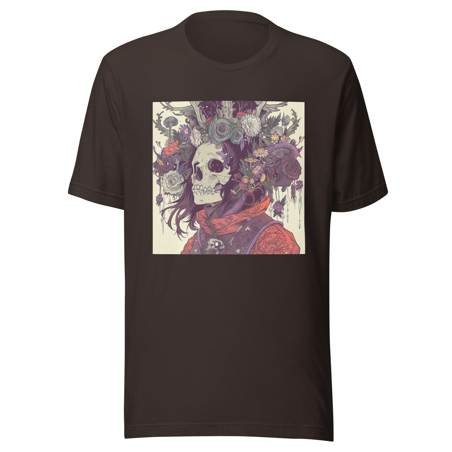Skull Floral Sepia Warrior Tattoo Unisex Tee