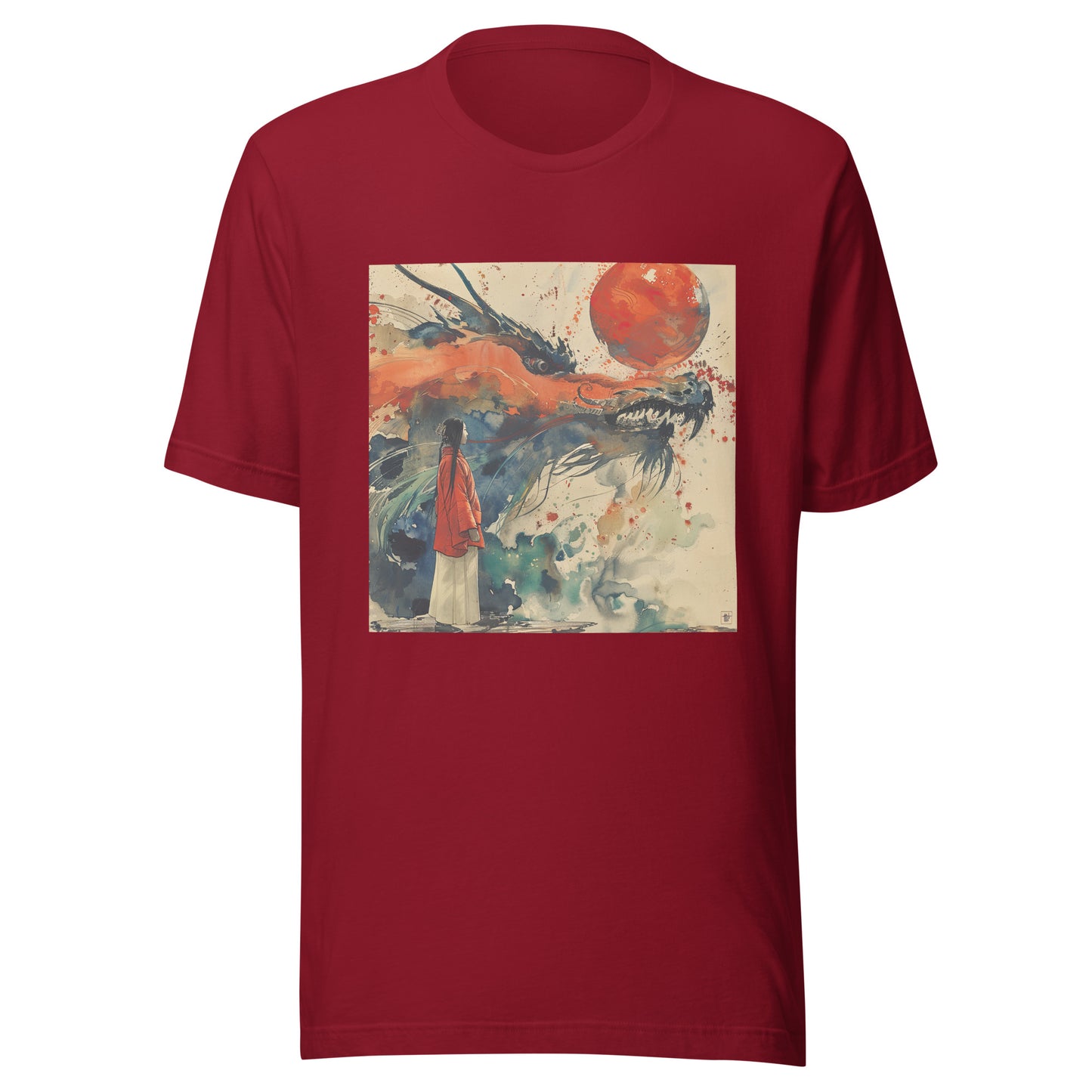 Watrercolor Kimono Dragon lady Splatter Sepia Anime Unisex Tee