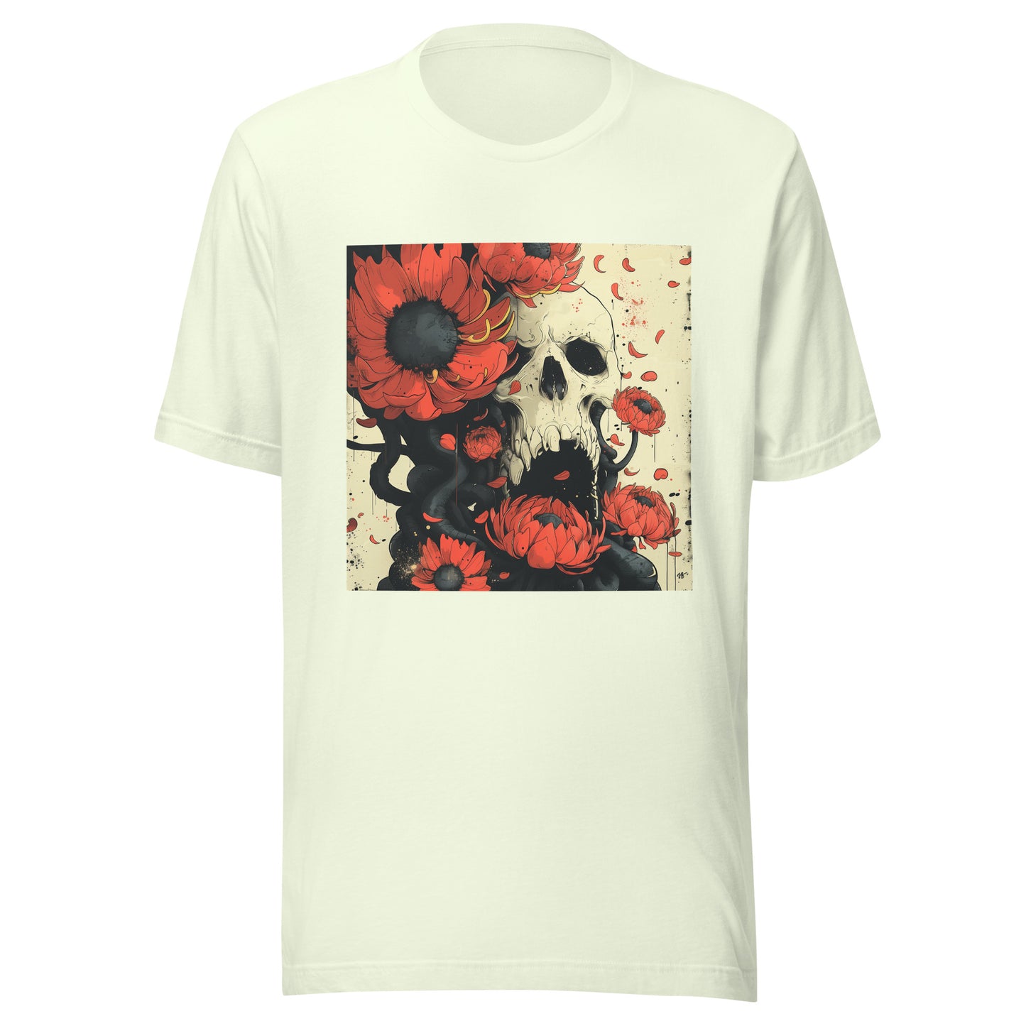 Floral Skull Sepia Goth Petal Octopi Goth Anime Unisex Tee