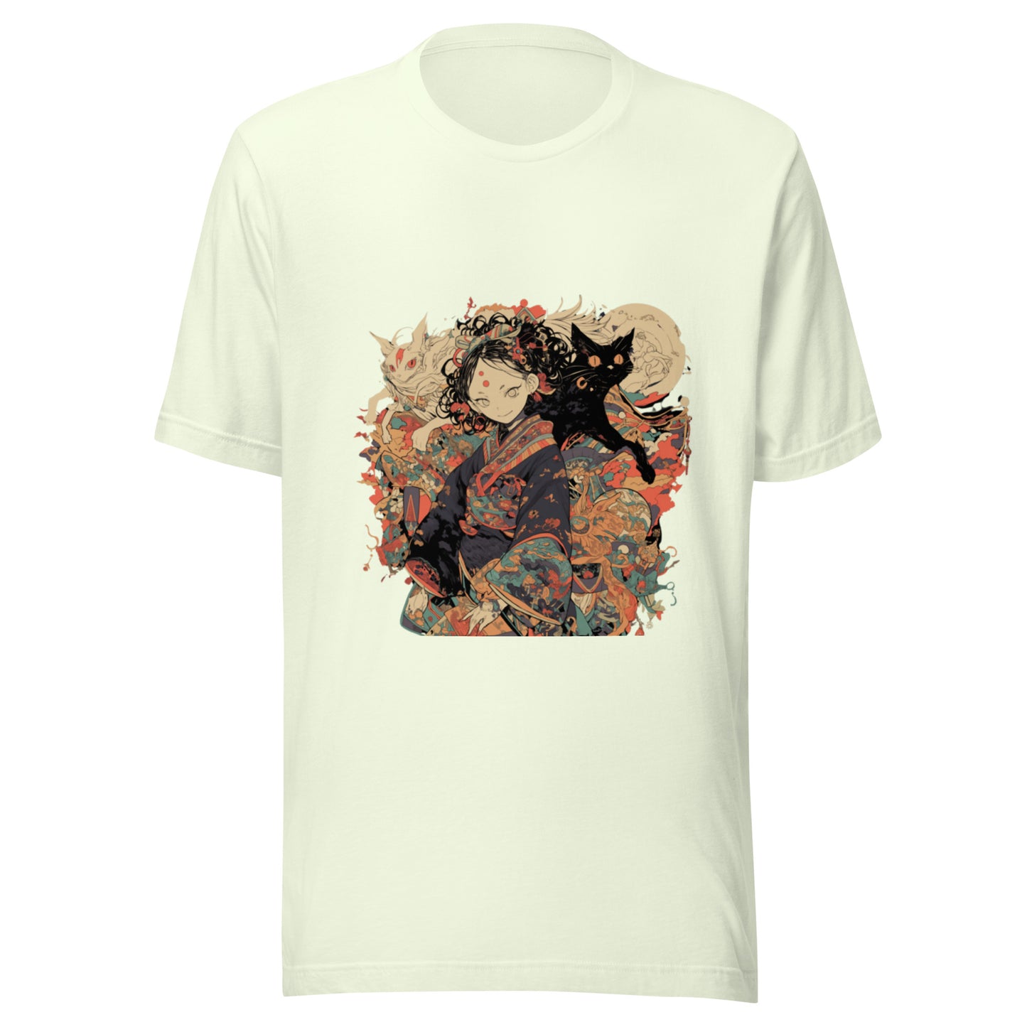 Sepia Scroll Cat Fox anime Yokai Girl Unisex Tee