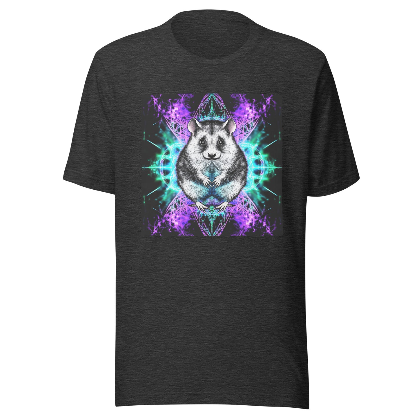 Purple Teal Opossum Fractal Reflection Festival Unisex Tee