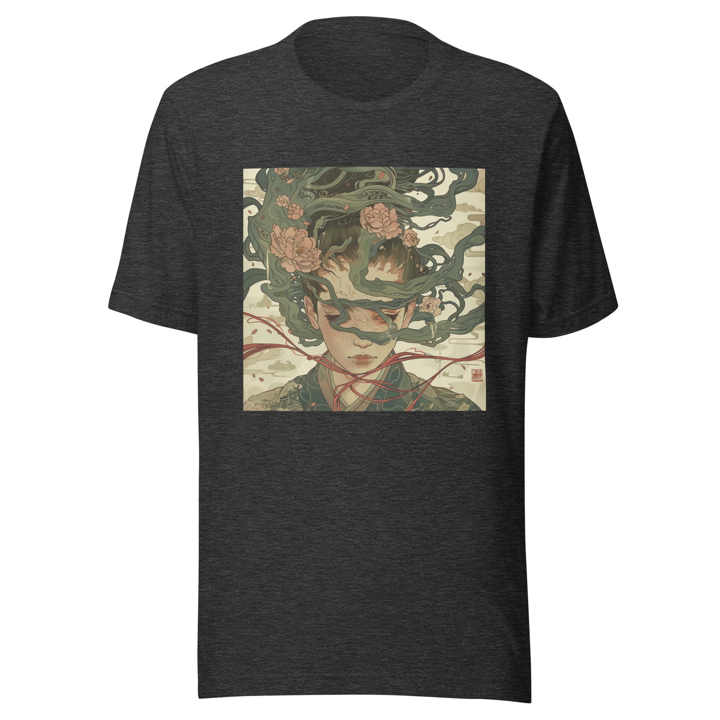 Green Snake Lady Goddess Japan Sepia Lotus Ribbons