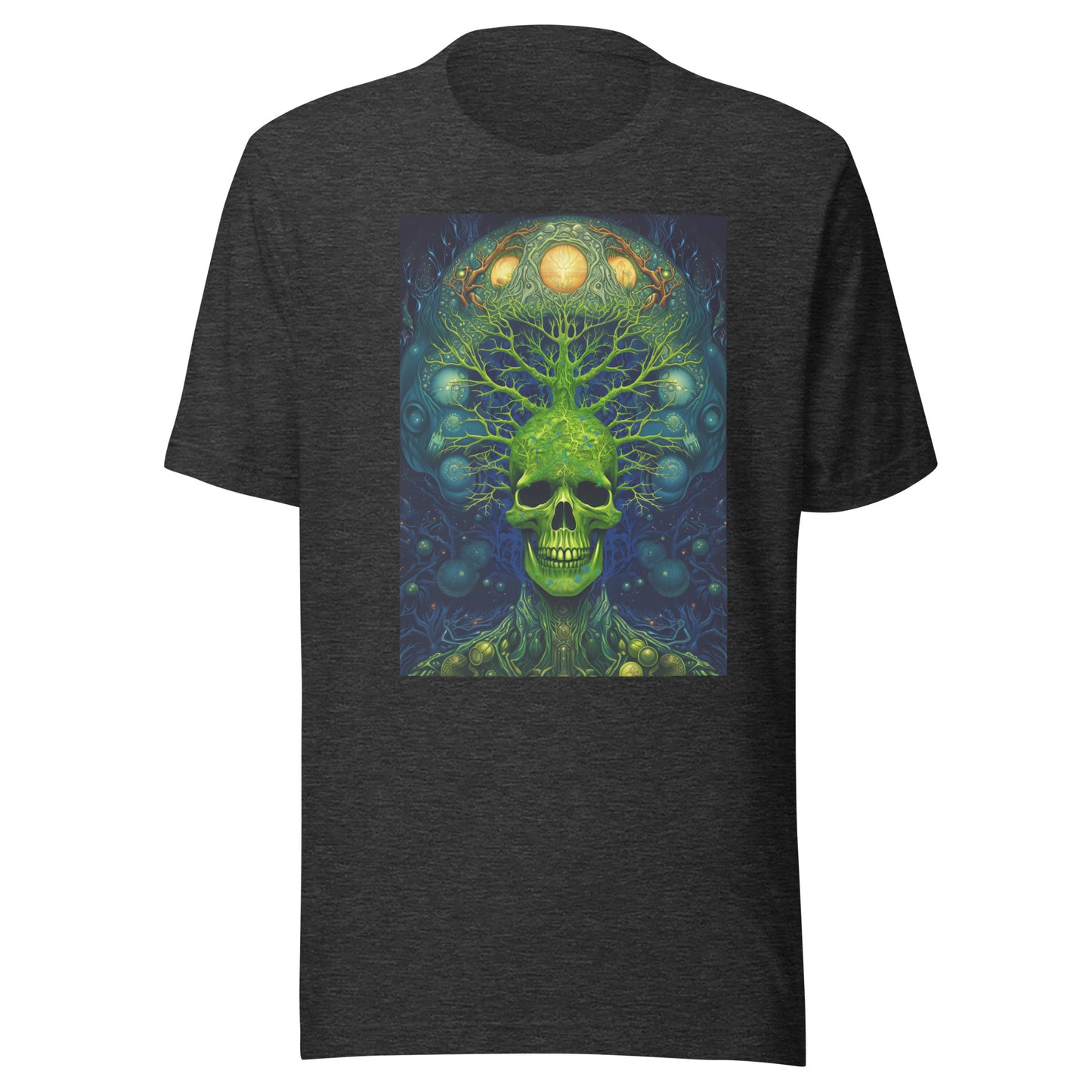 Green Alien SkelaTree Skull Fractal Unisex Tee