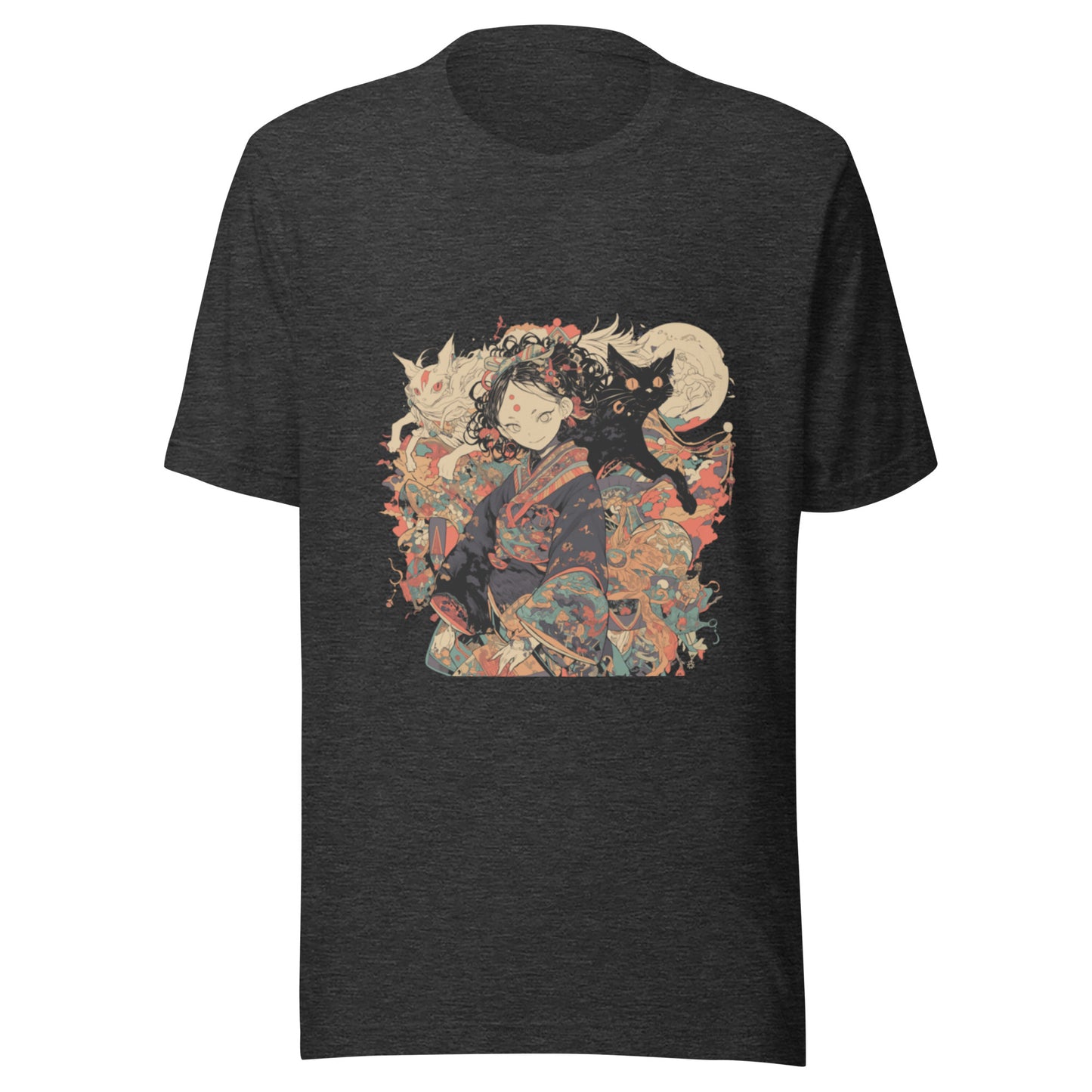 Sepia Scroll Cat Fox anime Yokai Girl Unisex Tee