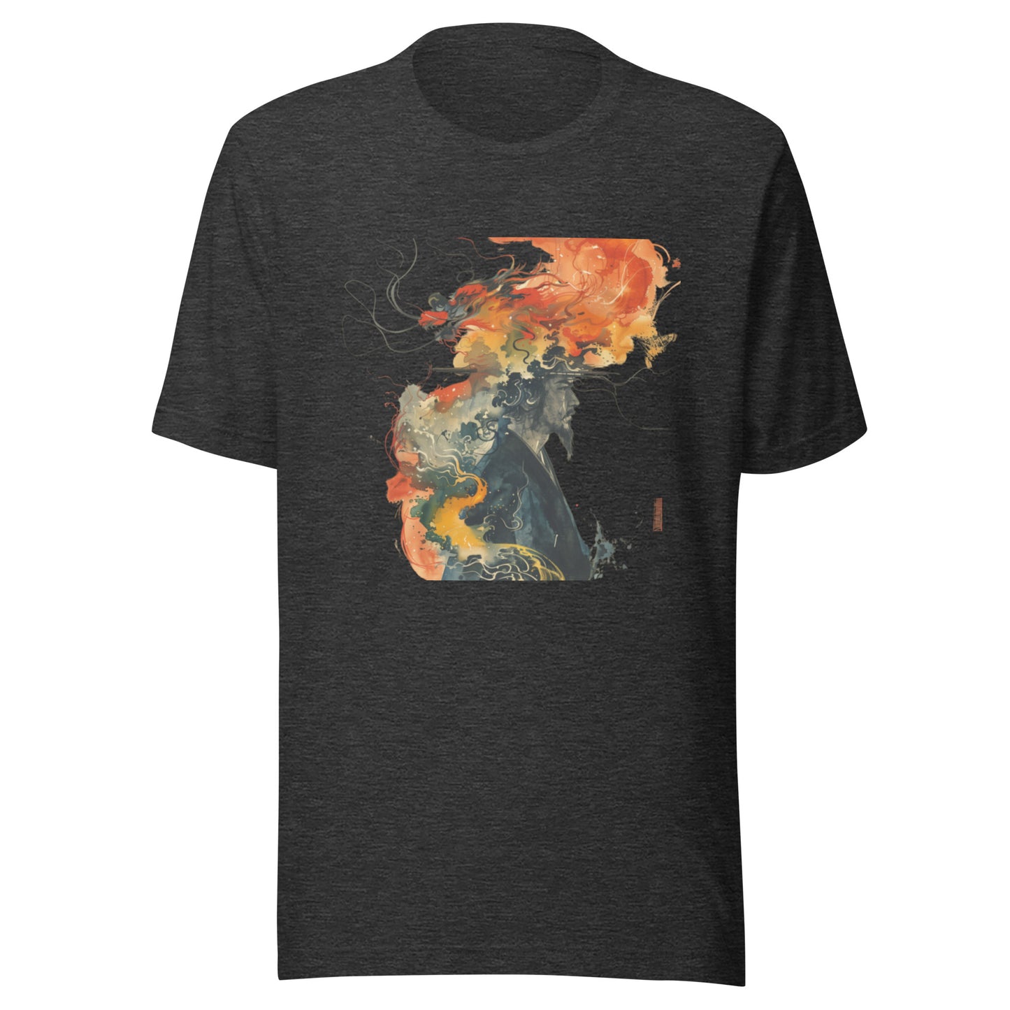 Watercolor Abstract Head Japan Dragon Splatter Sepia Man Unisex Tee