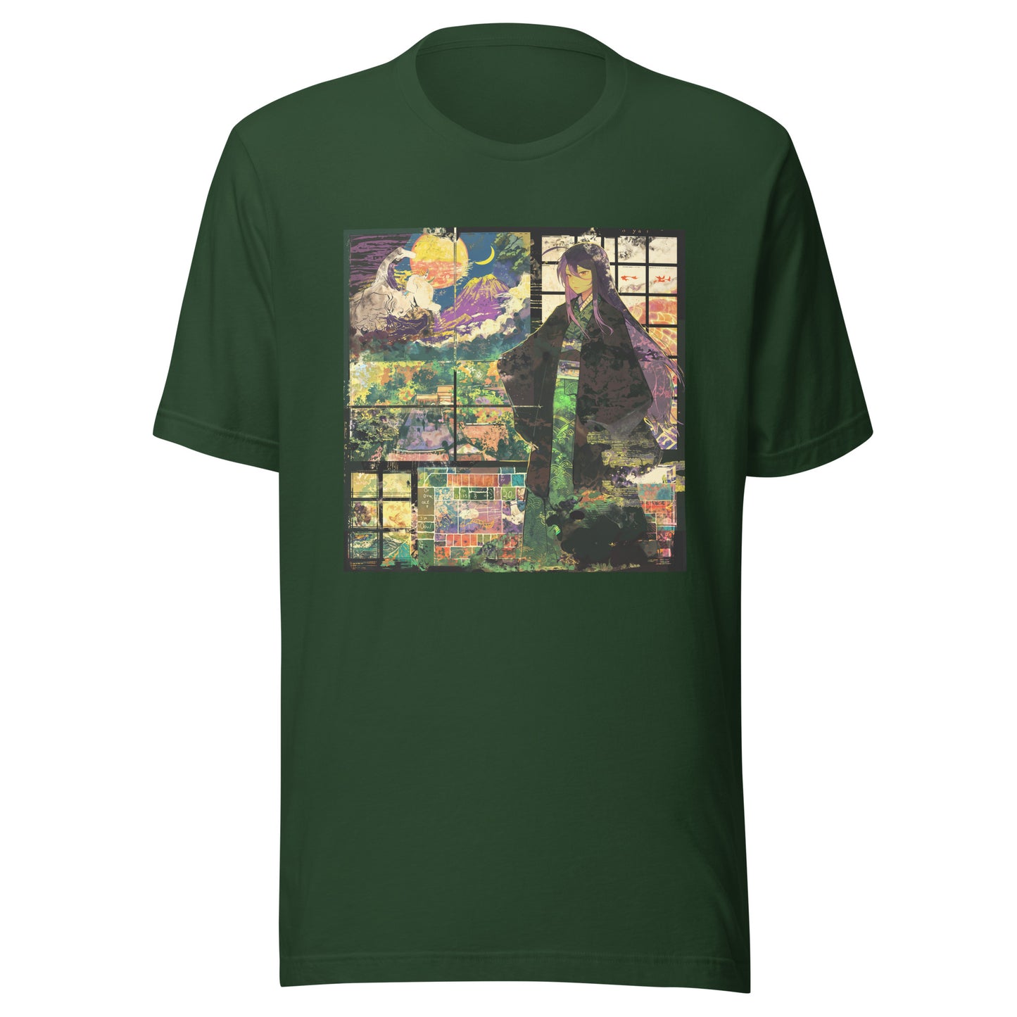 Stain Glass Kimono Anime Man Unisex Tee