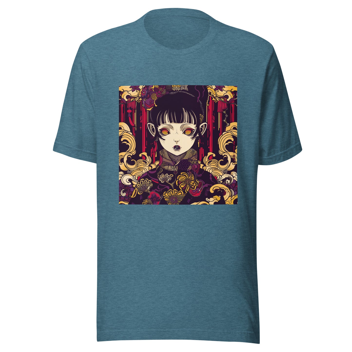 Brutalism Kimono Yokaish Purple Gold Red Unisex Tee