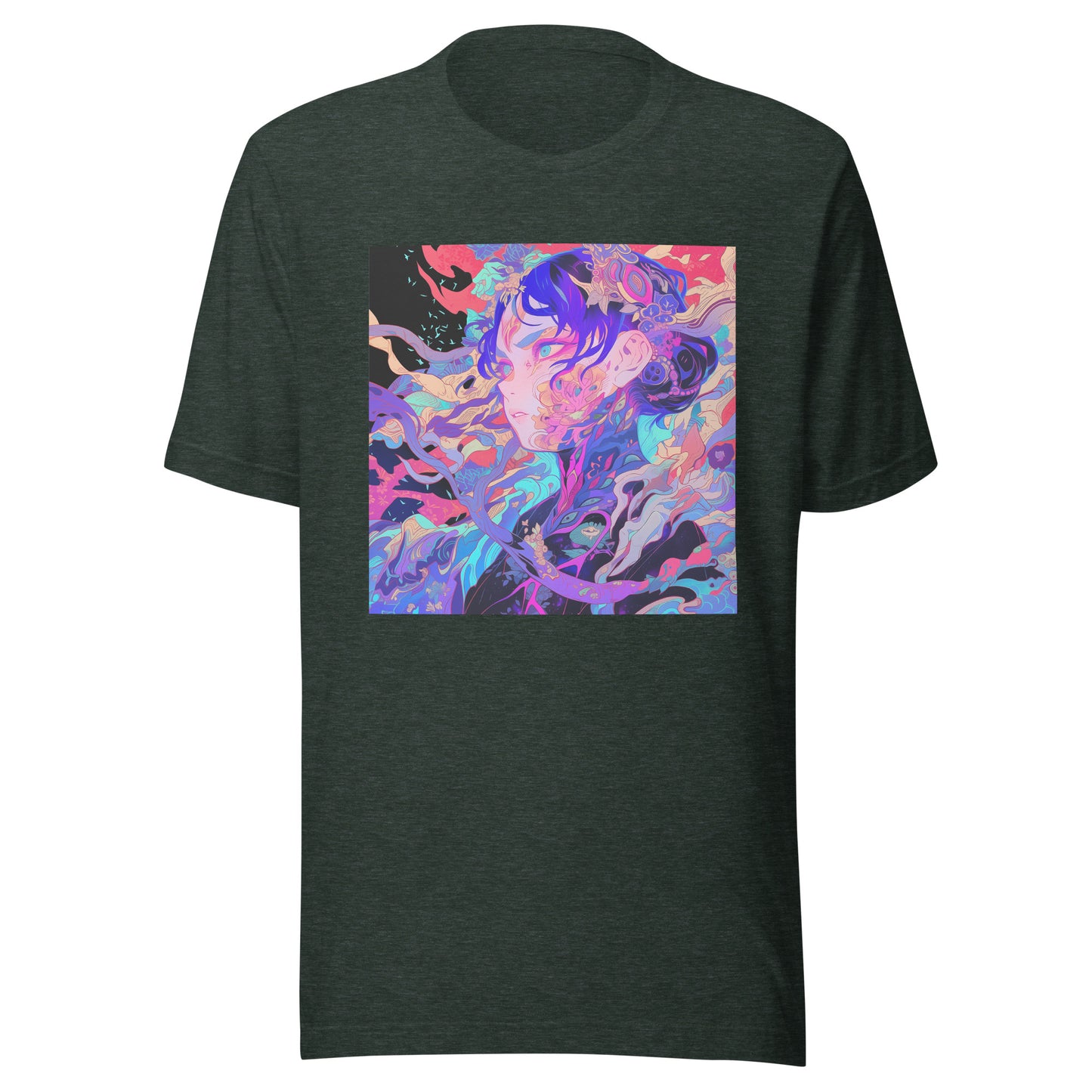 Fractal Kaleidescope Avant Anime lady Uv Neon Unisex Tee