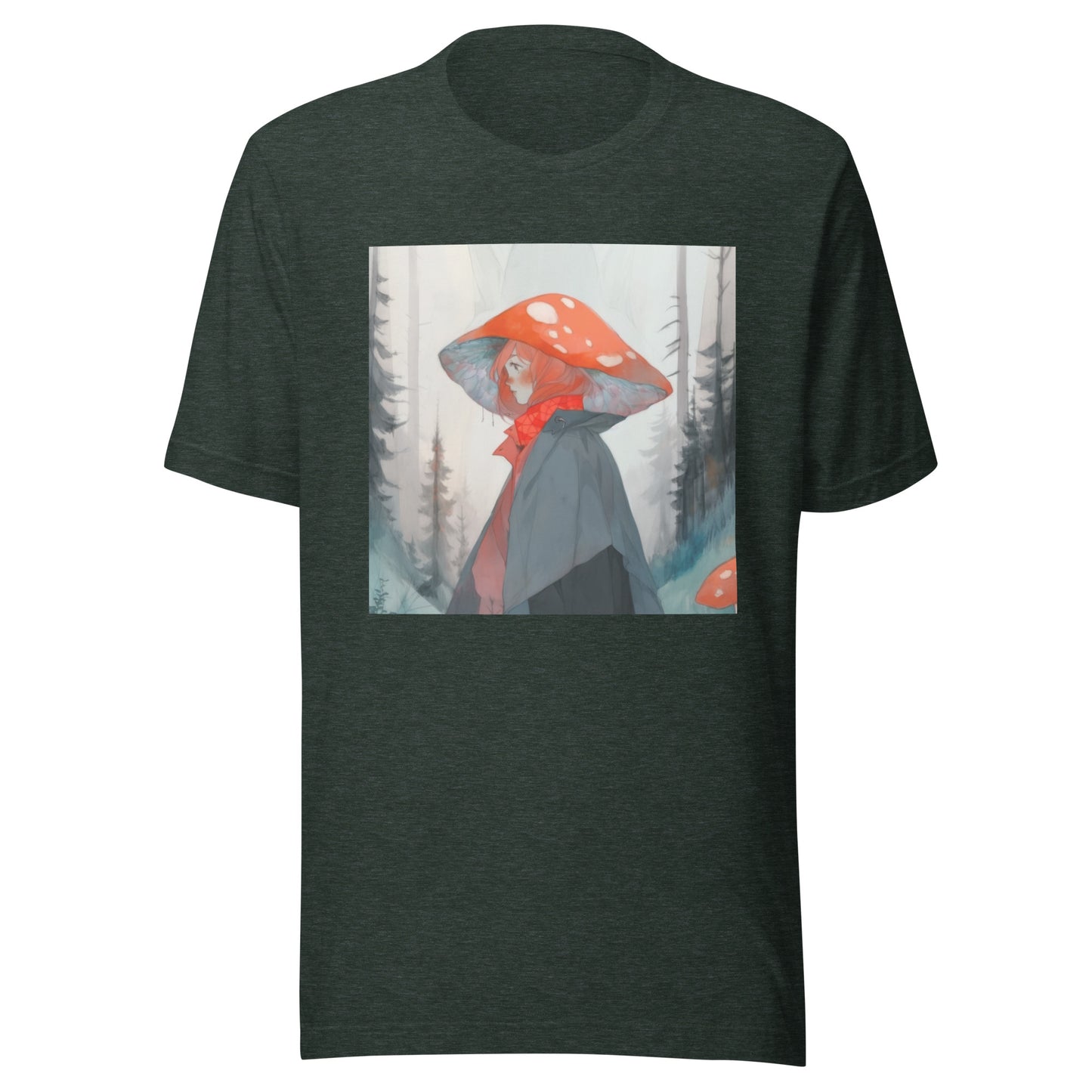 Shroom Misty Sky Trenchcoat Hat Lady Unisex Tee