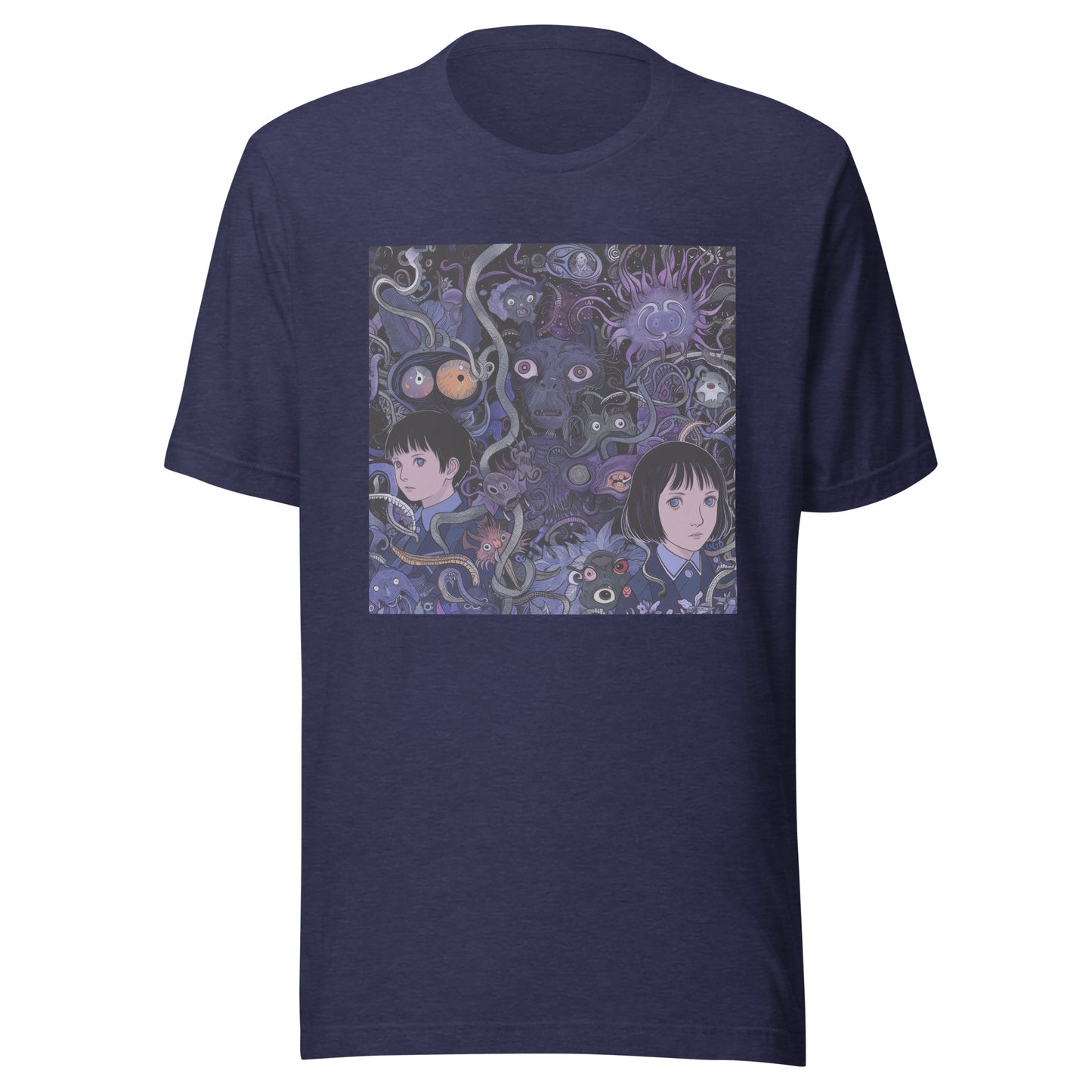 Purple Horror Anime Vine Creature Scene Unisex Tee