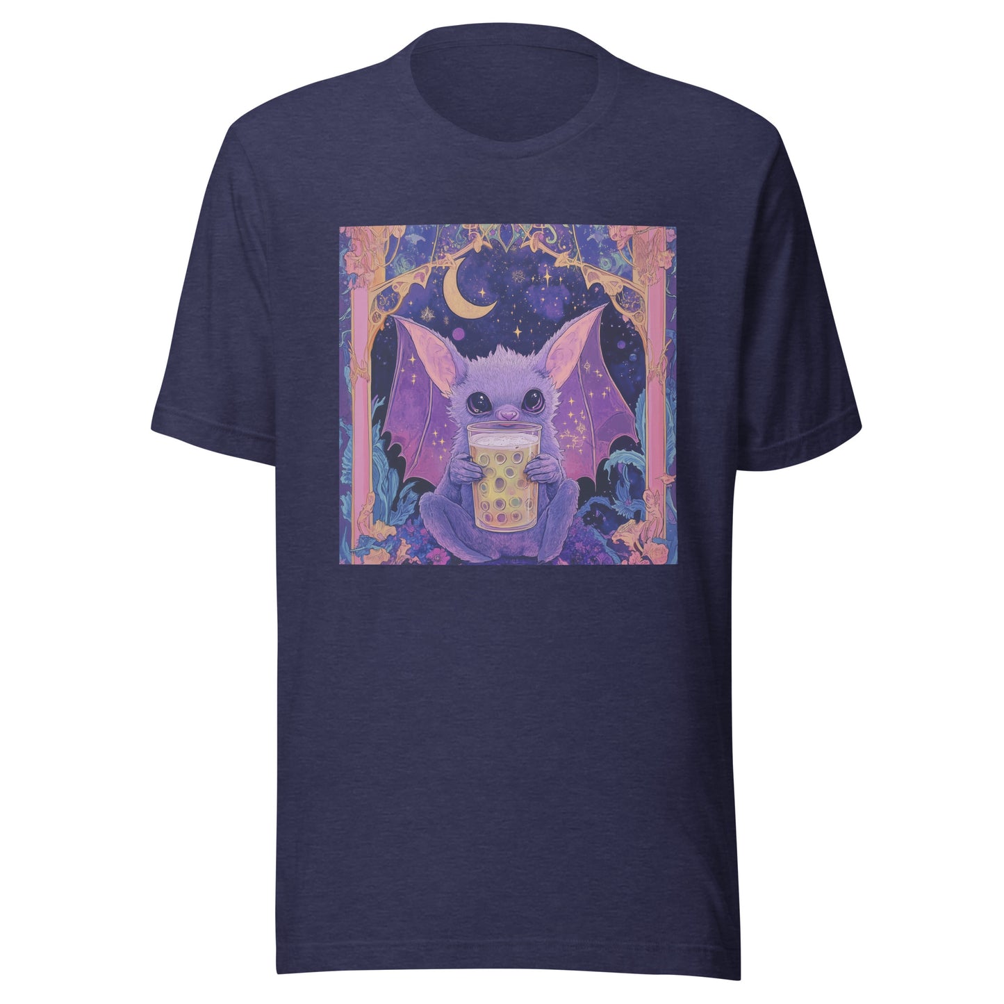 Bat Tea All the Rave UV Pastel Purple Crescent Border Unisex Tee