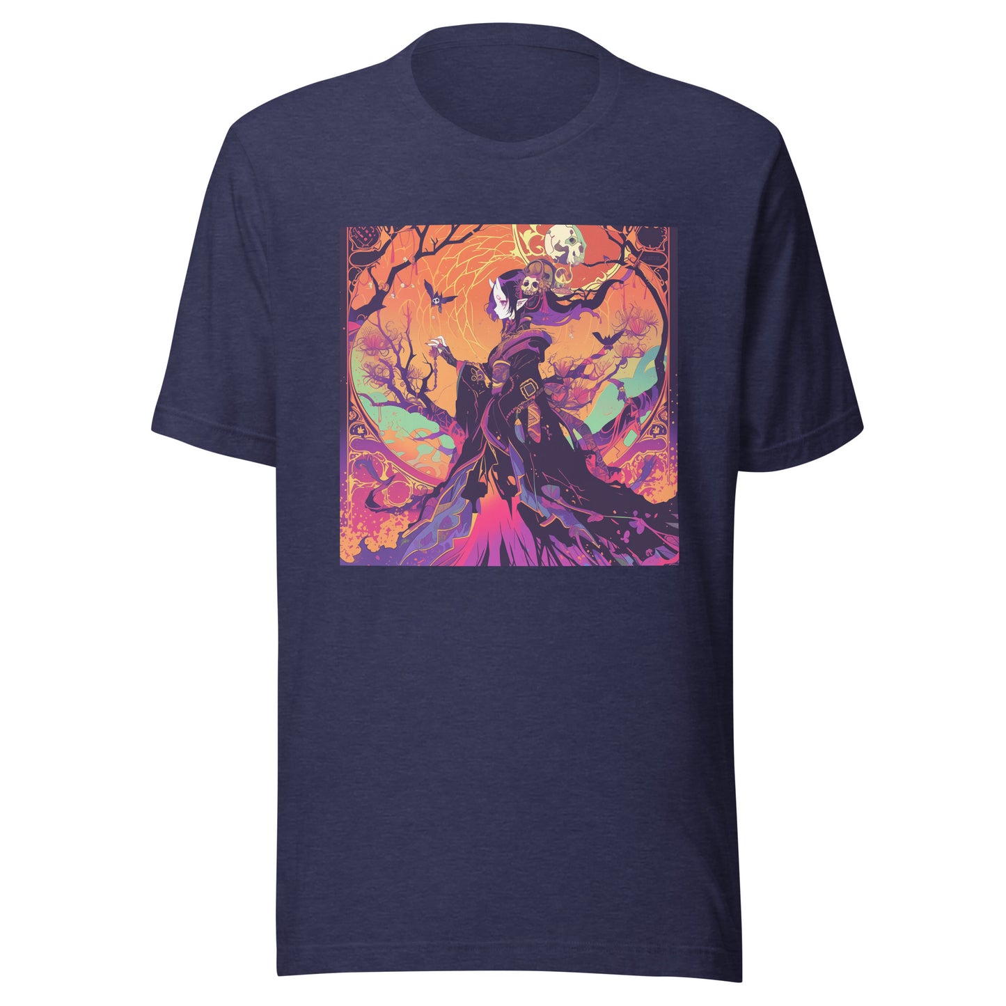 Orange Avant Garde Skull Anime Witch Unisex Tee