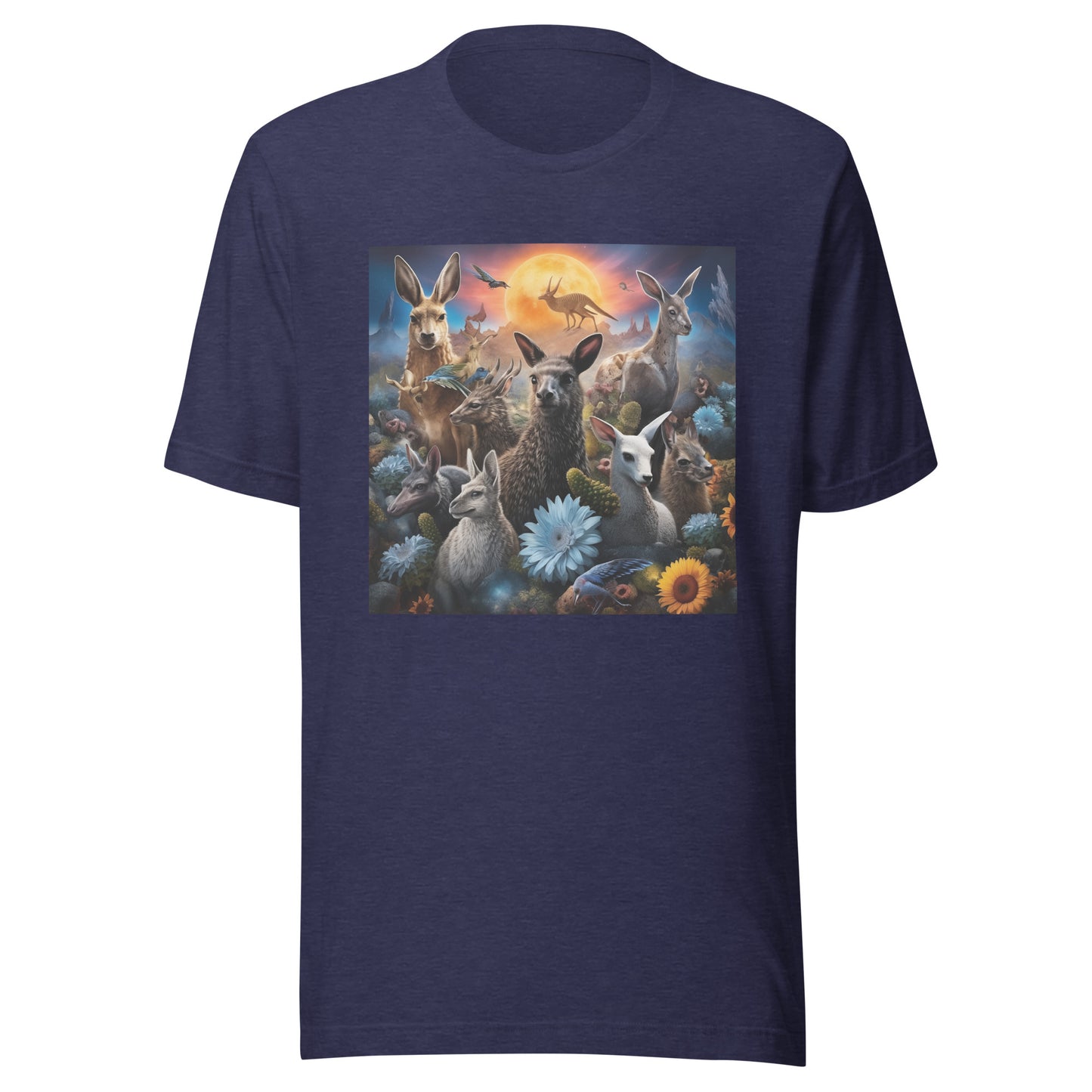 Woodland Deer Rabbits Sunflower Sunset Unisex Tee