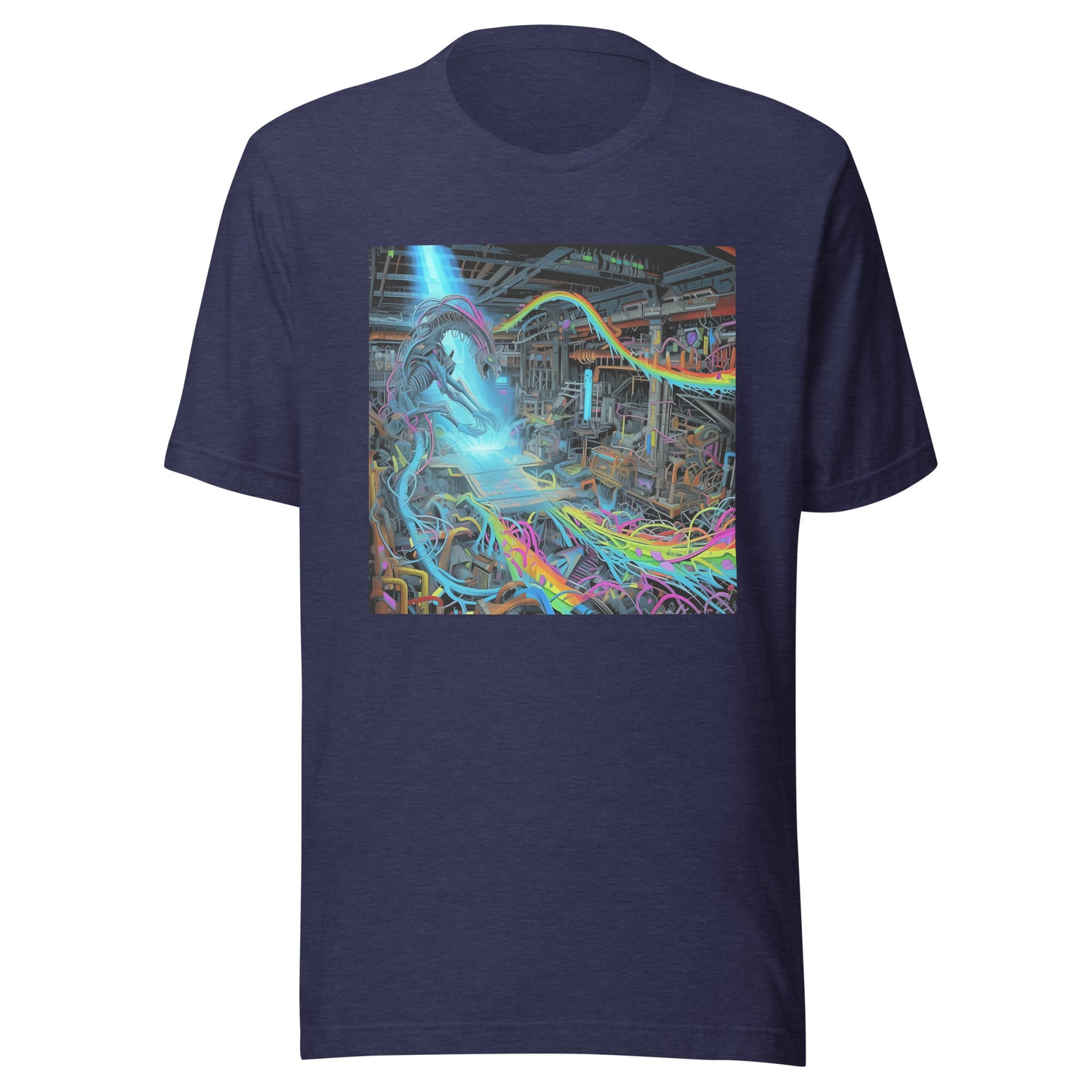 Wire Meca Robotic Psychedelic Rainbow Light Shaft Anime Unisex Tee