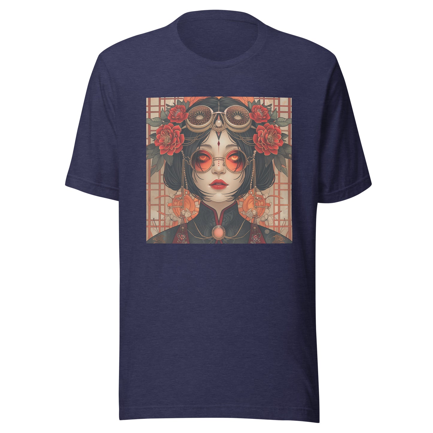 Sepia Rose Gold Steampunk Rose Lady Glasses Unisex Tee