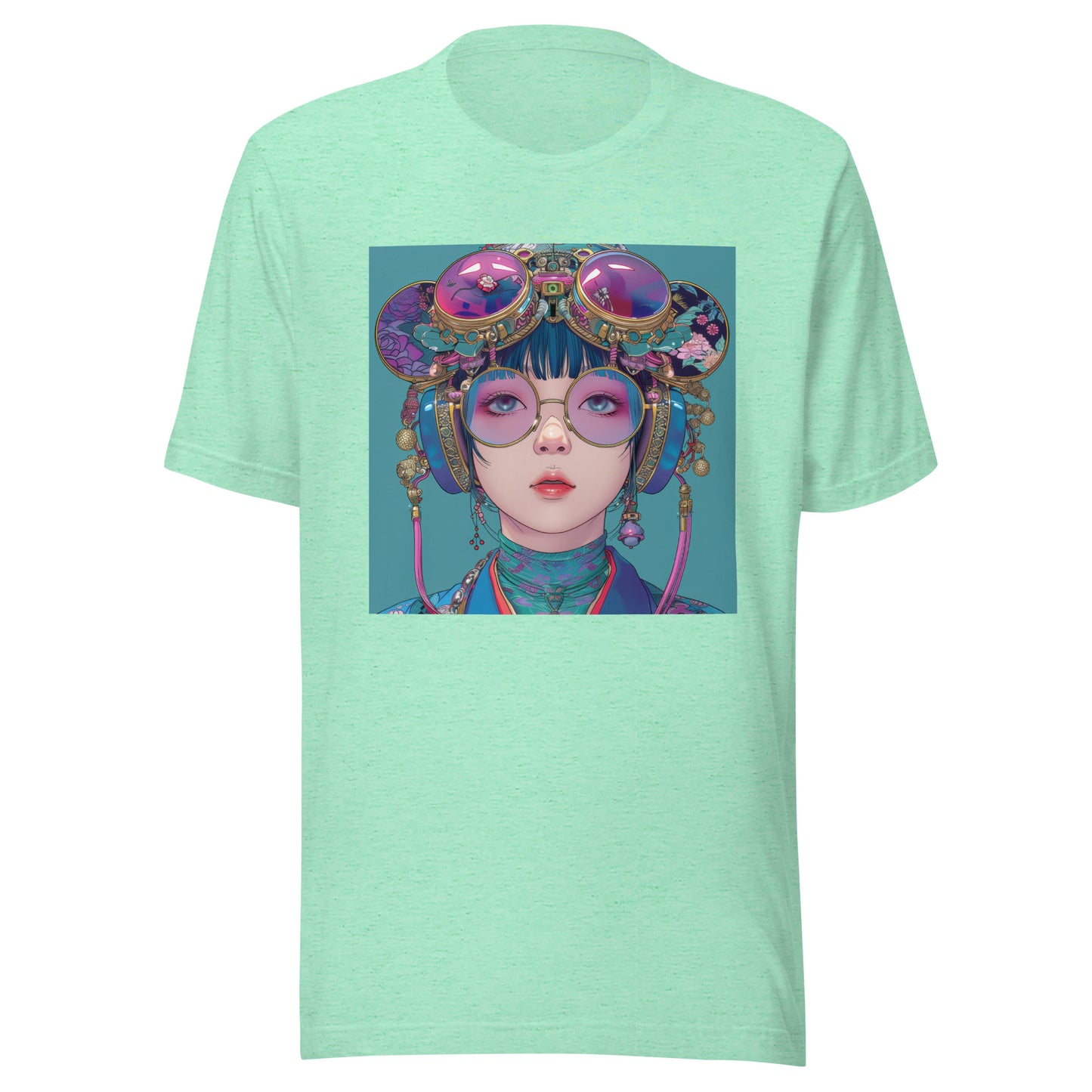 Teal Aquamarine Glasses Googles Avant Garde Lady Woman Unisex Tee