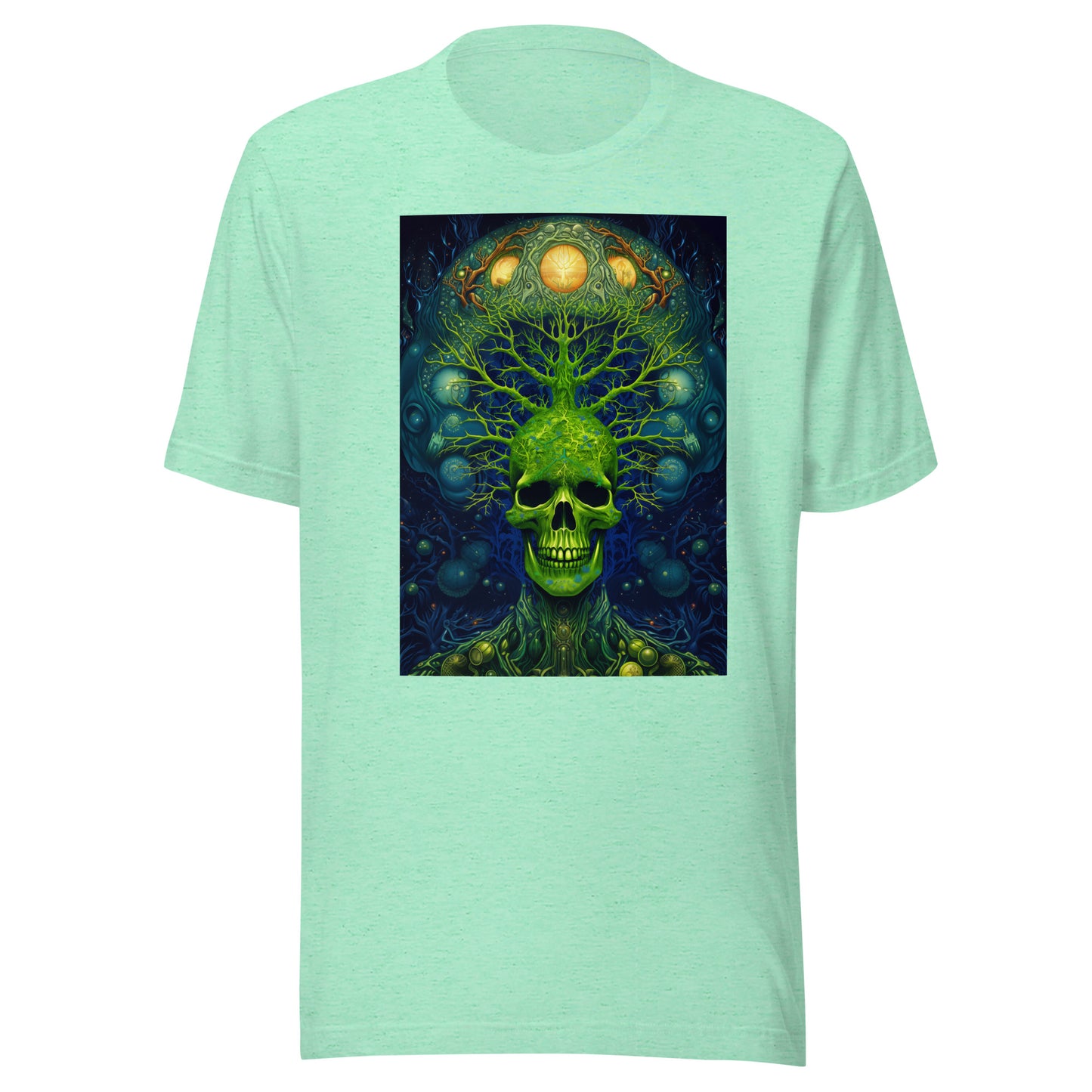 Green Alien SkelaTree Skull Fractal Unisex Tee