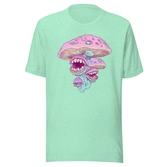 Pastel Mint Mushroom Fungi Grunge Cluster Unisex t-shirt