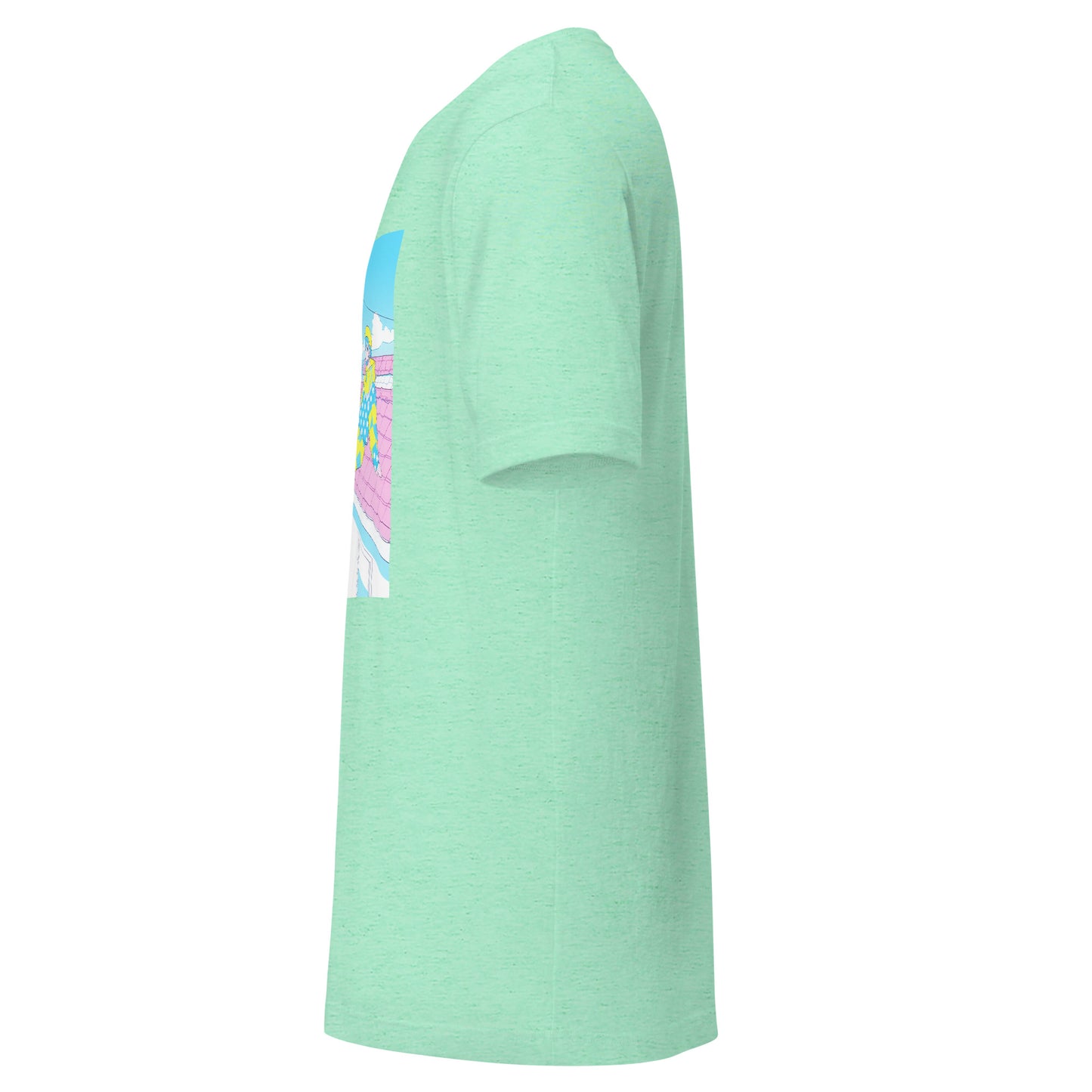 Pastel Anime Girl Roof Baby blue Yellow Parkor Unisex Tee