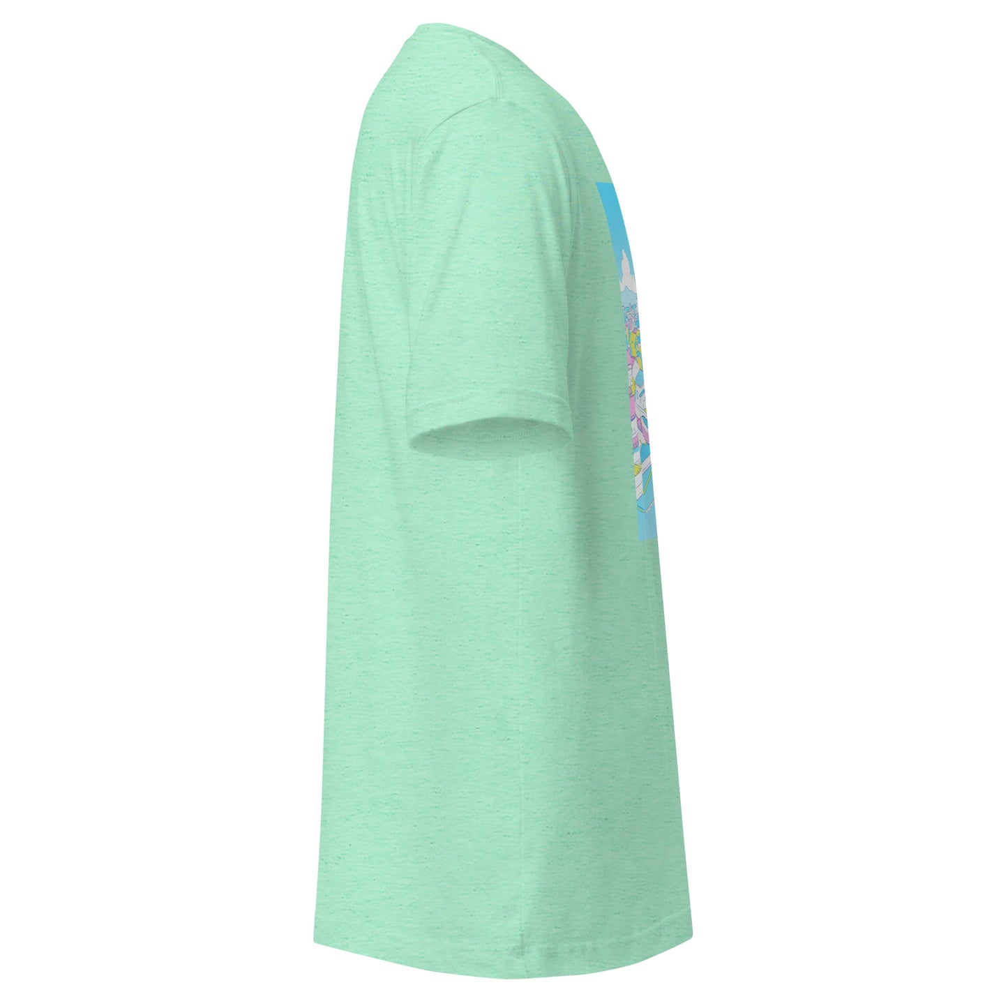 Pastel Anime Girl Roof Baby blue Yellow Parkor Unisex Tee