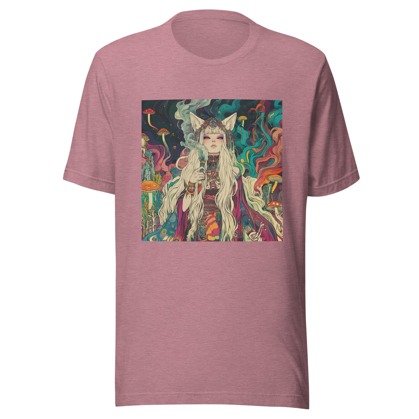 Avant Psychedelic Shroom Colorful Smoke Swirl Fox Goddess Unisex Tee