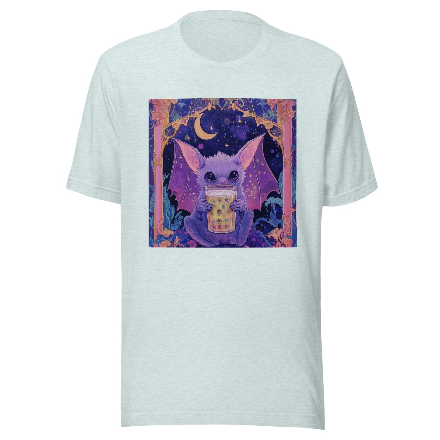 Bat Tea All the Rave UV Pastel Purple Crescent Border Unisex Tee