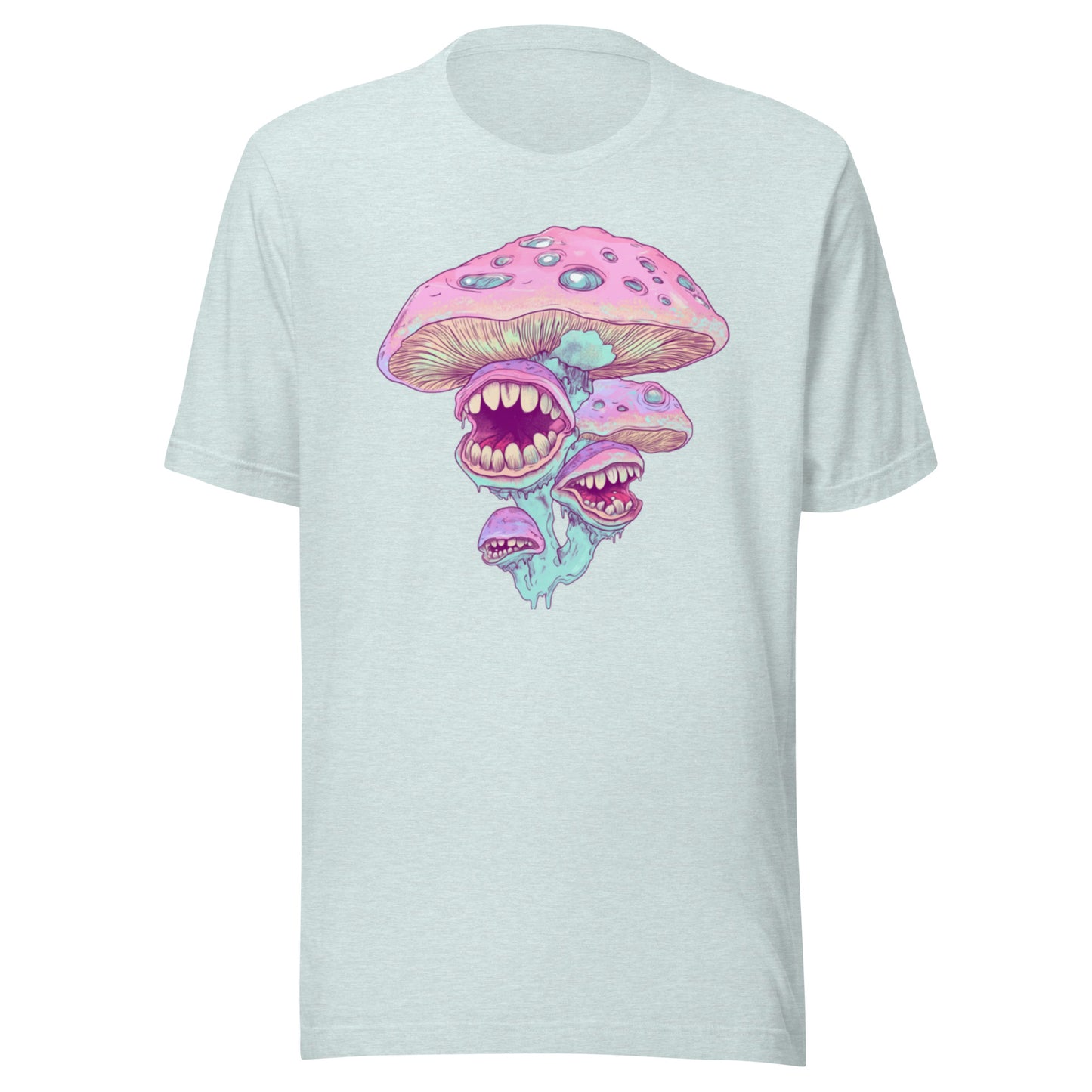 Pastel Mint Mushroom Fungi Grunge Cluster Unisex t-shirt