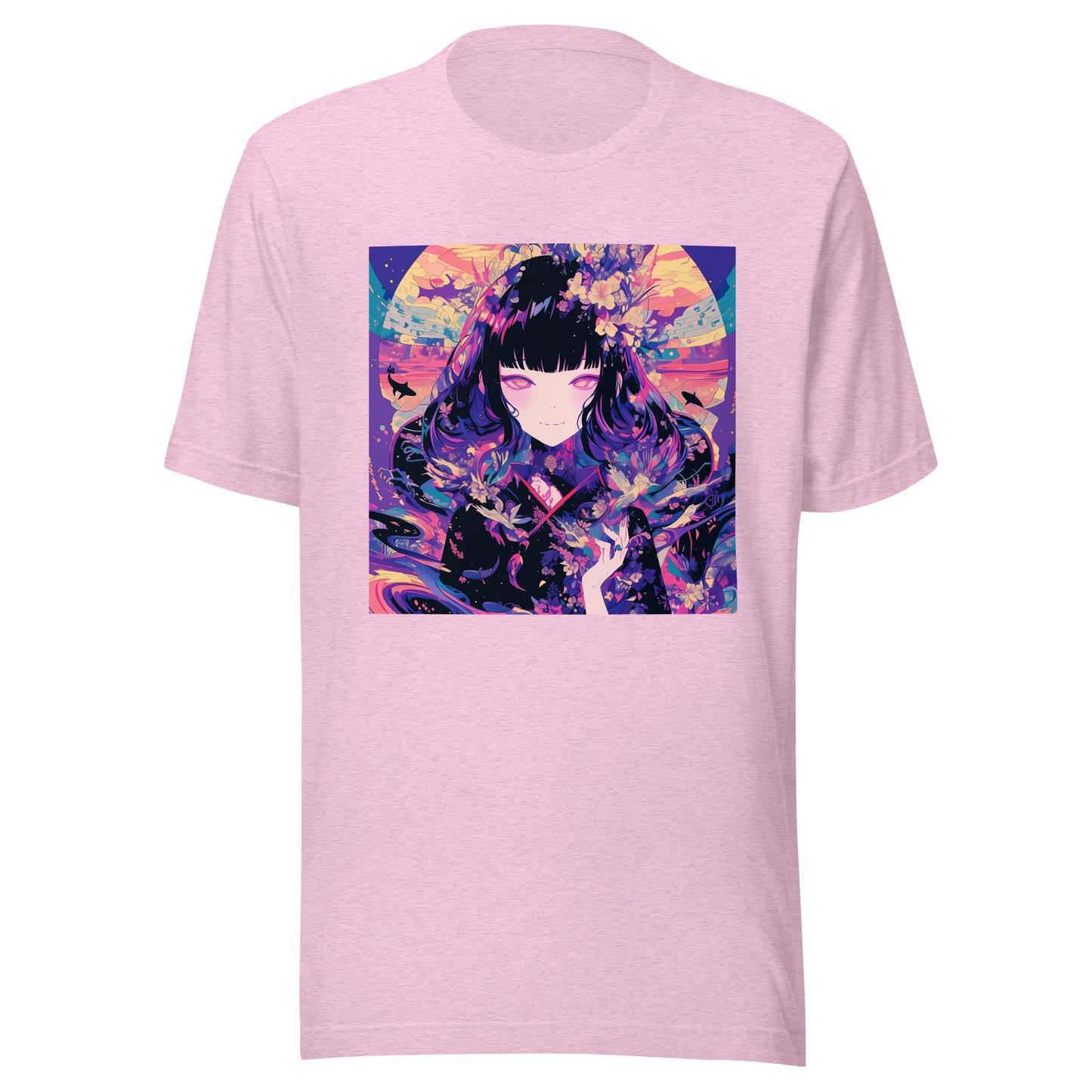 Purple Moon Sunset Fractal Yuko Witch Anime Unisex Tee