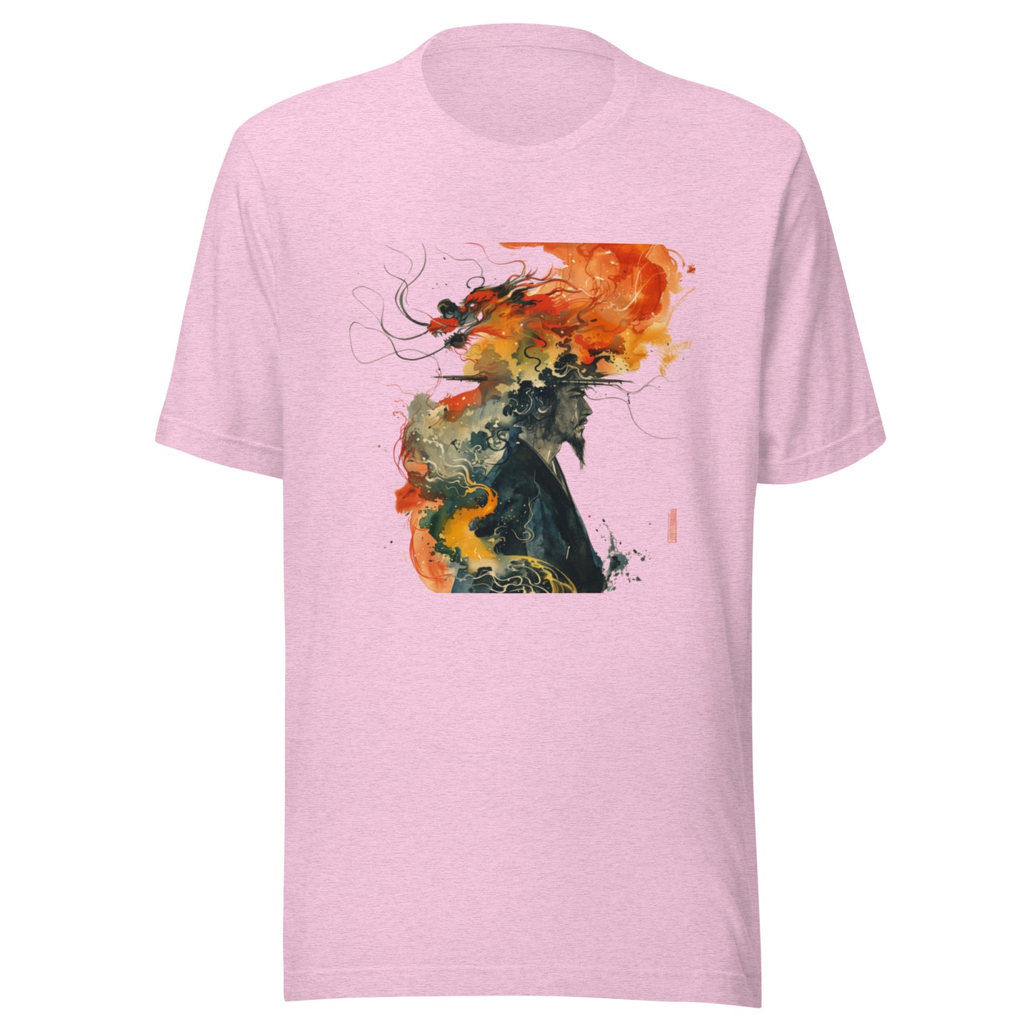 Watercolor Abstract Head Japan Dragon Splatter Sepia Man Unisex Tee