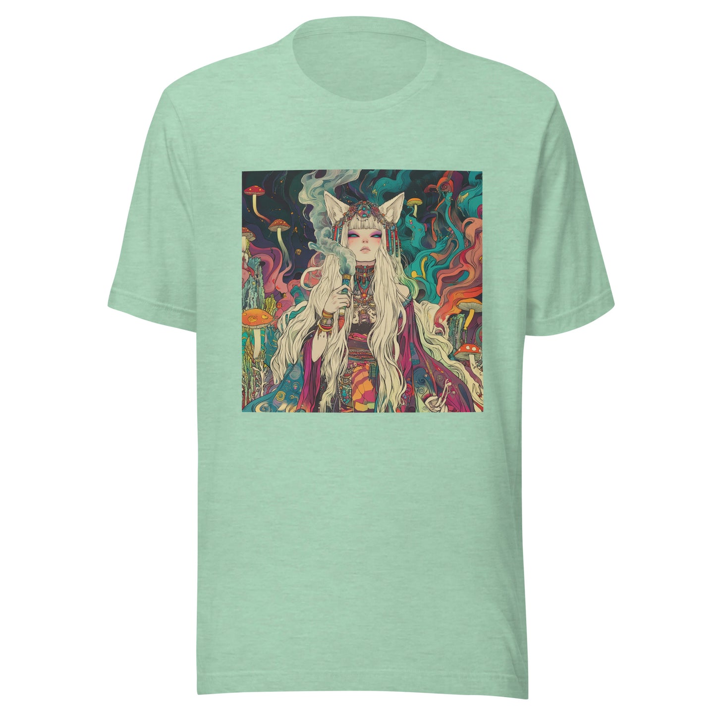 Avant Psychedelic Shroom Colorful Smoke Swirl Fox Goddess Unisex Tee
