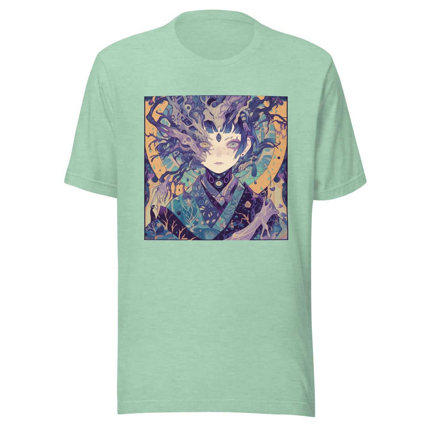 Purple Mustard Yellow Fractal anime avant kimono yuko mystique goddess lady woman Unisex Tee