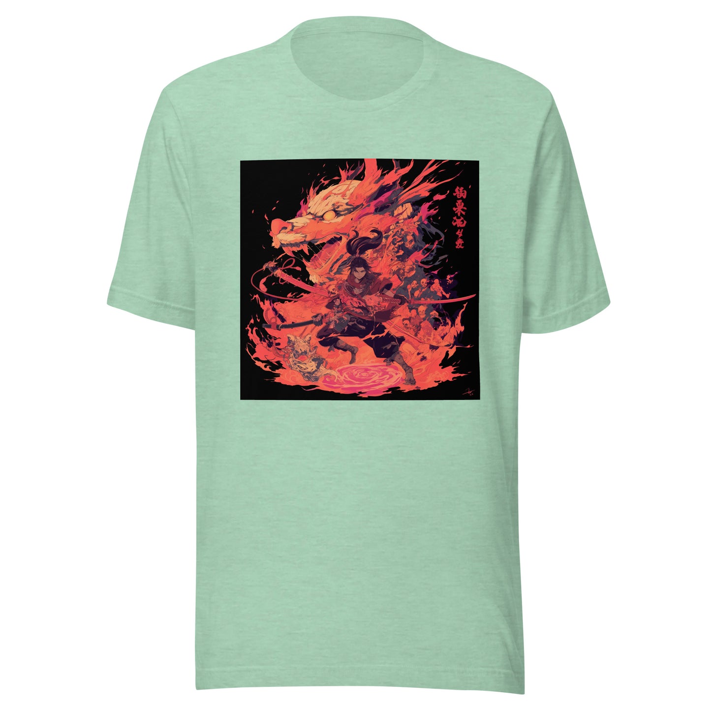 Red Screen Sword Dragon Yokai Samurai Water floor Unisex Tee