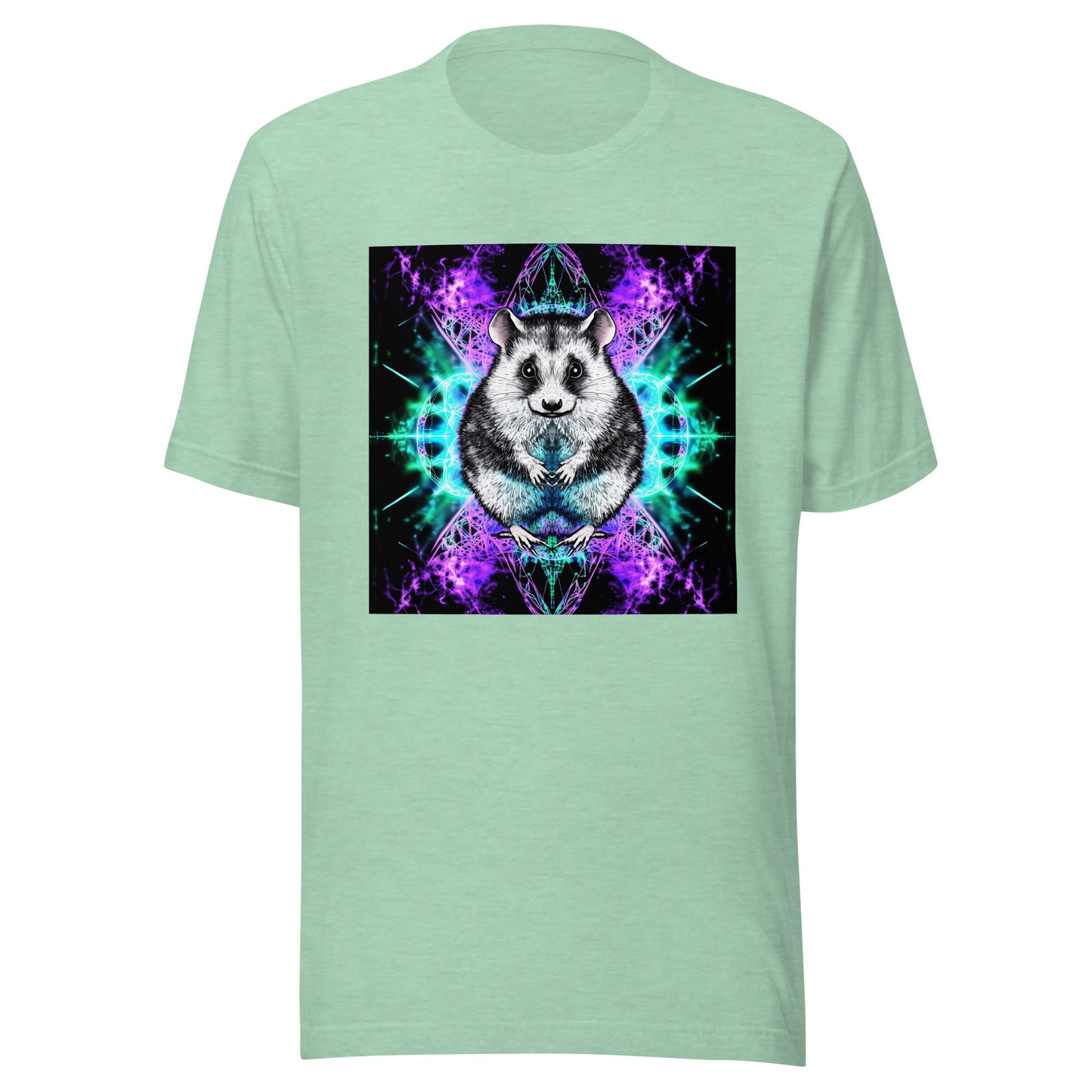 Purple Teal Opossum Fractal Reflection Festival Unisex Tee