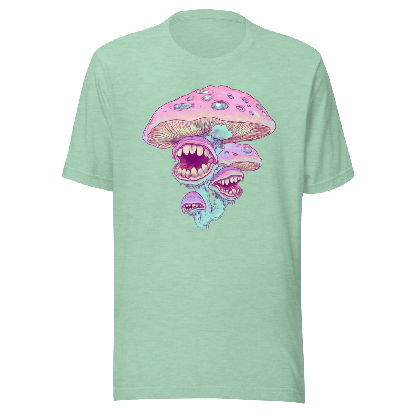 Pastel Mint Mushroom Fungi Grunge Cluster Unisex t-shirt