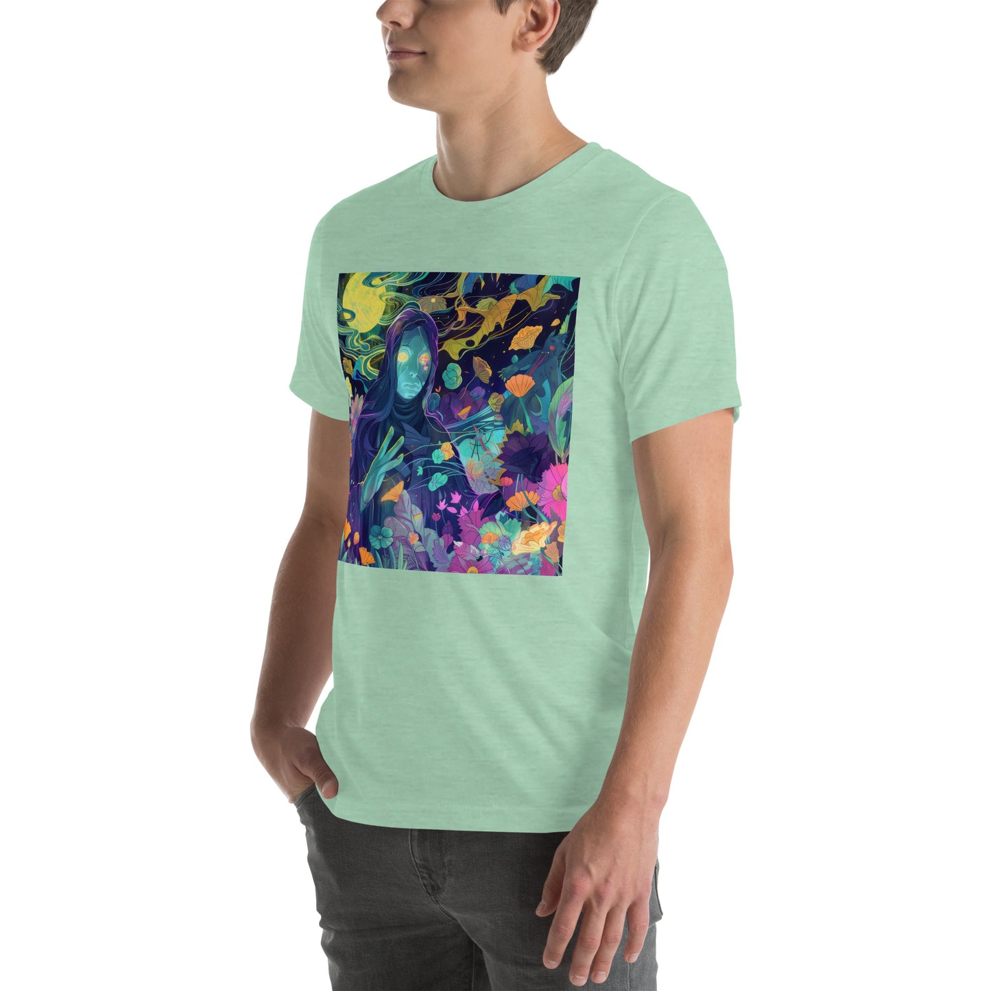 Cloaked Night Figure in Floral Garden Unisex Tee