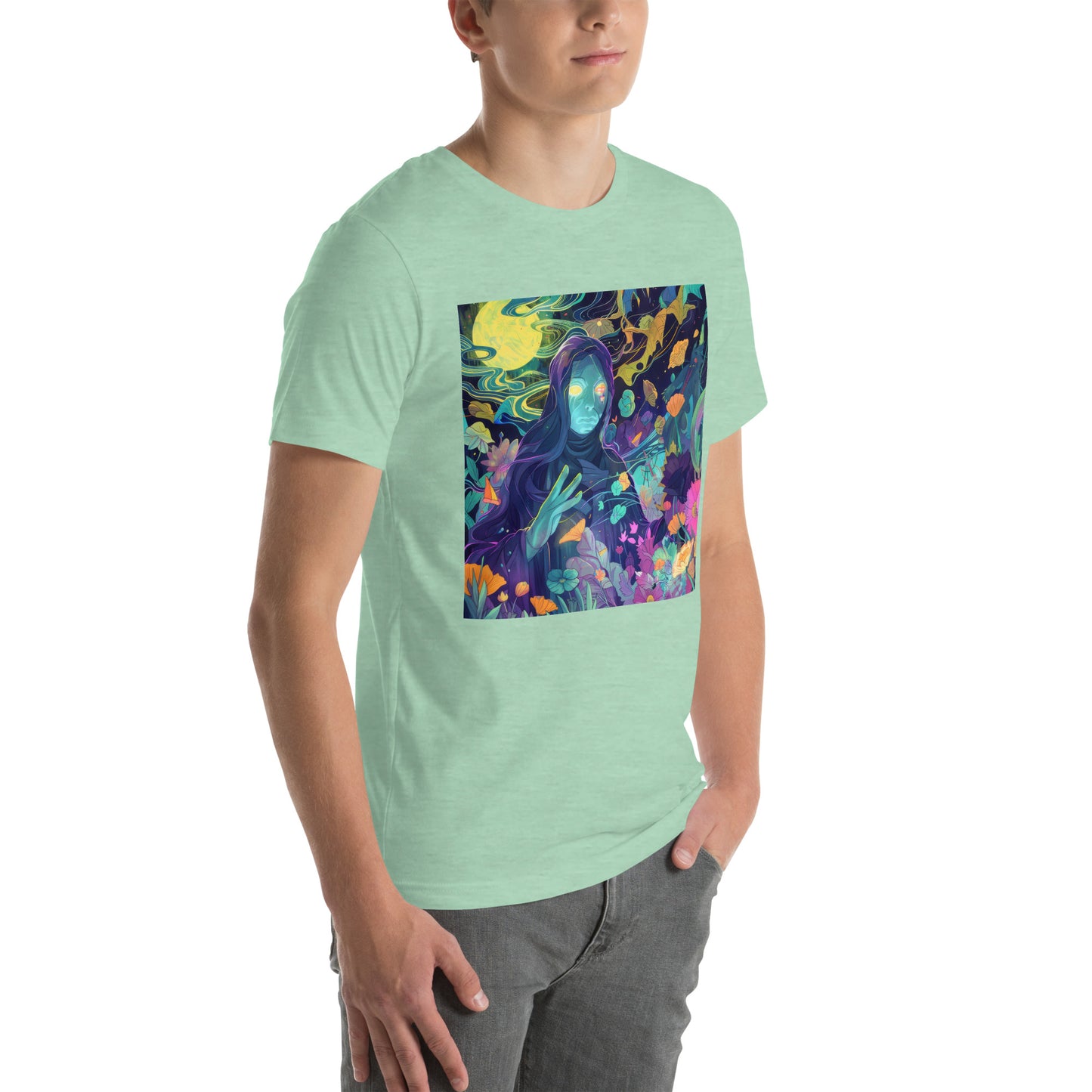 Cloaked Night Figure in Floral Garden Unisex Tee