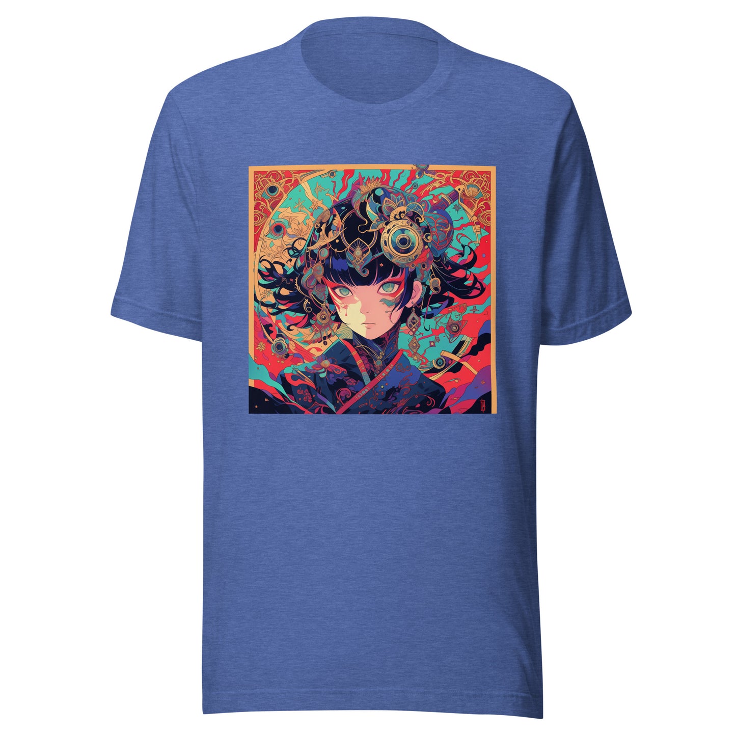 Red Fractal Kimono Anime Avant Lady hot colors Teal Moon Unisex Tee