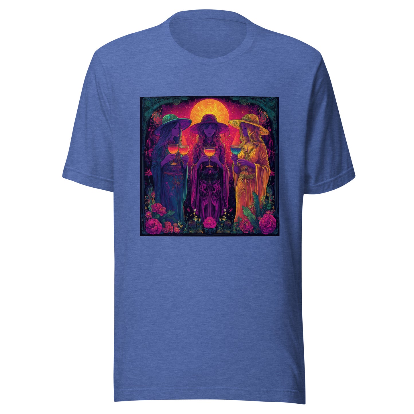 Harvest Moon Chalice Trinity Witches Uv Purple Bordered Unisex Tee Shirt