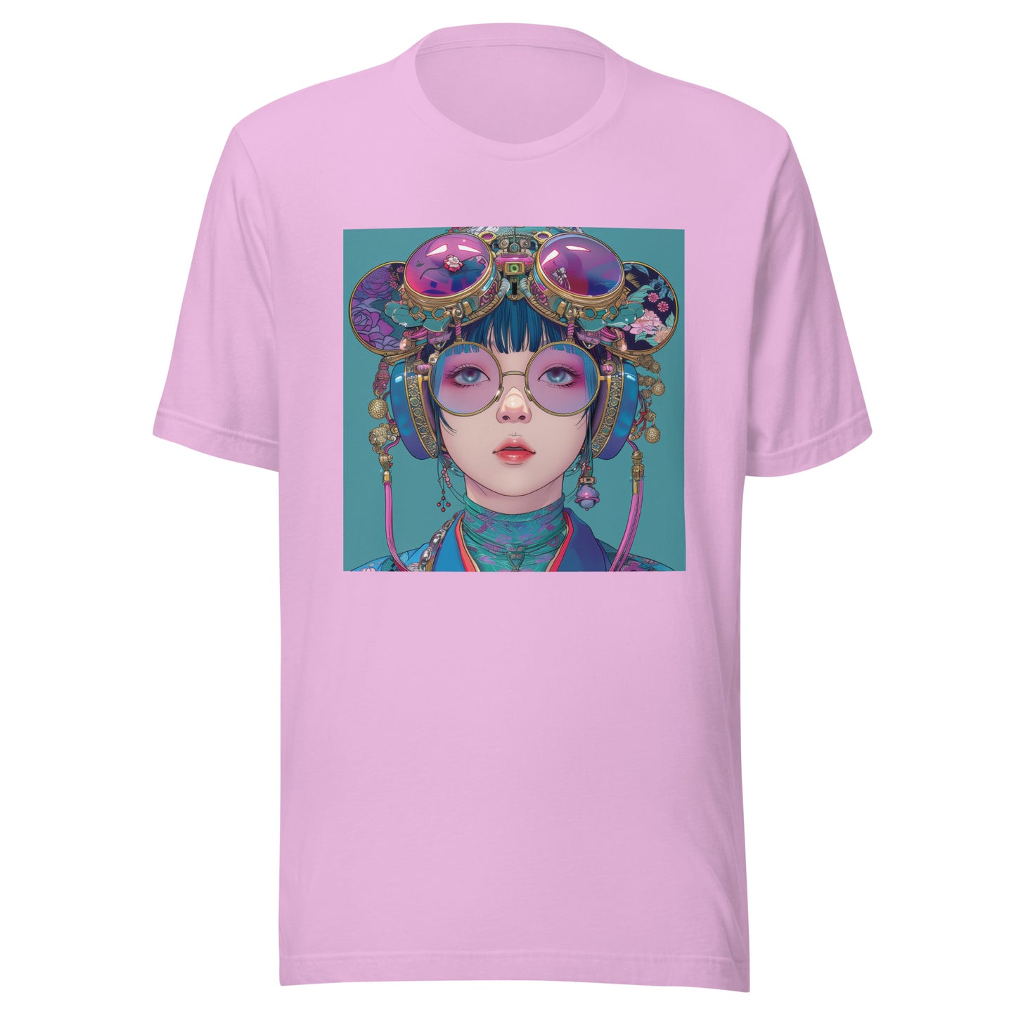Teal Aquamarine Glasses Googles Avant Garde Lady Woman Unisex Tee