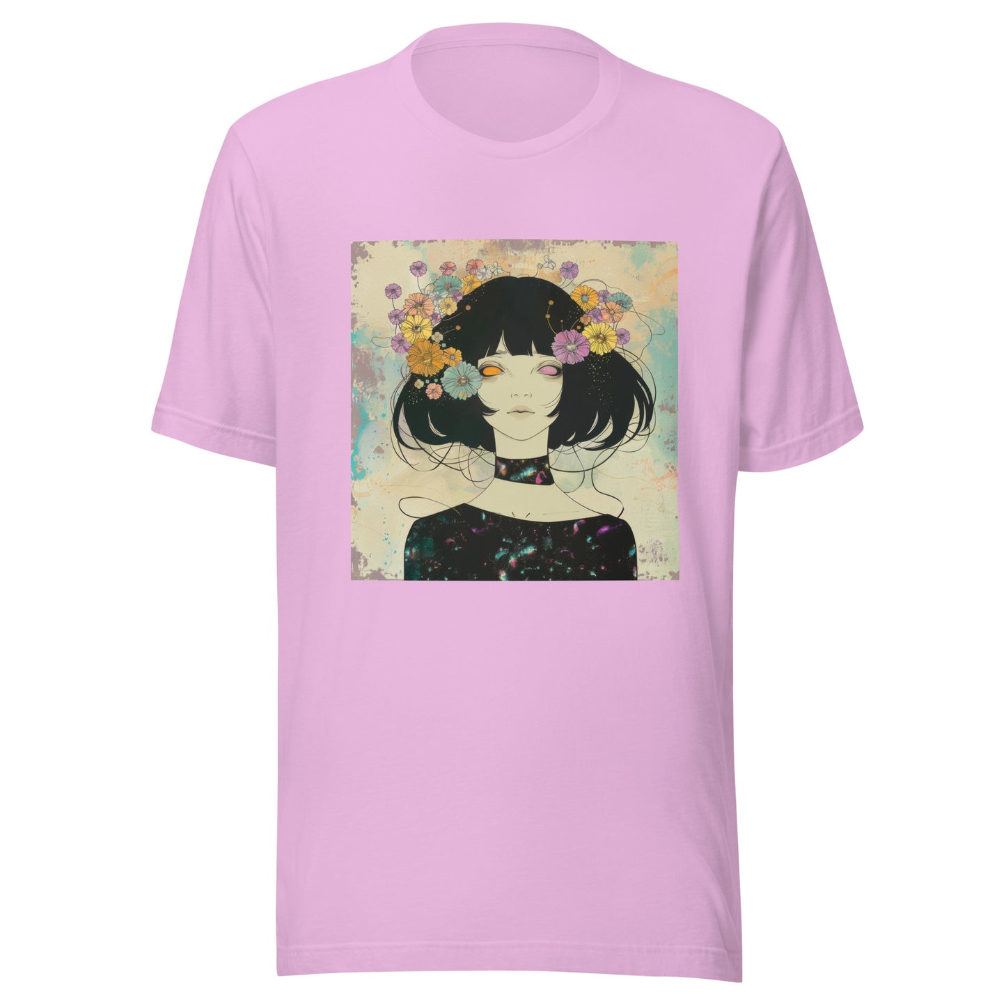Sepia Avant Punk Girl Flower Headdress Unisex Tee