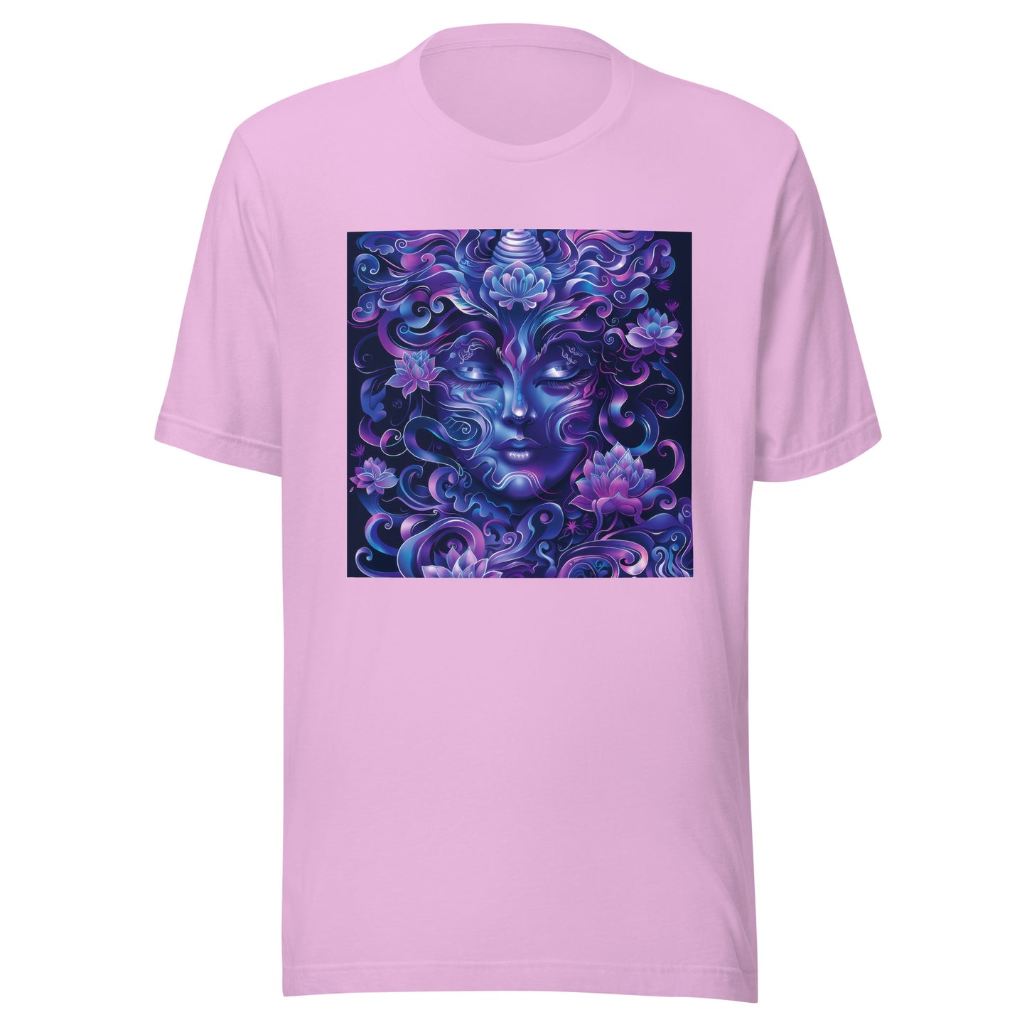 Purple Fractal Woods Wicca Face Fairy Shaman Woman Goddess Unisex Tee