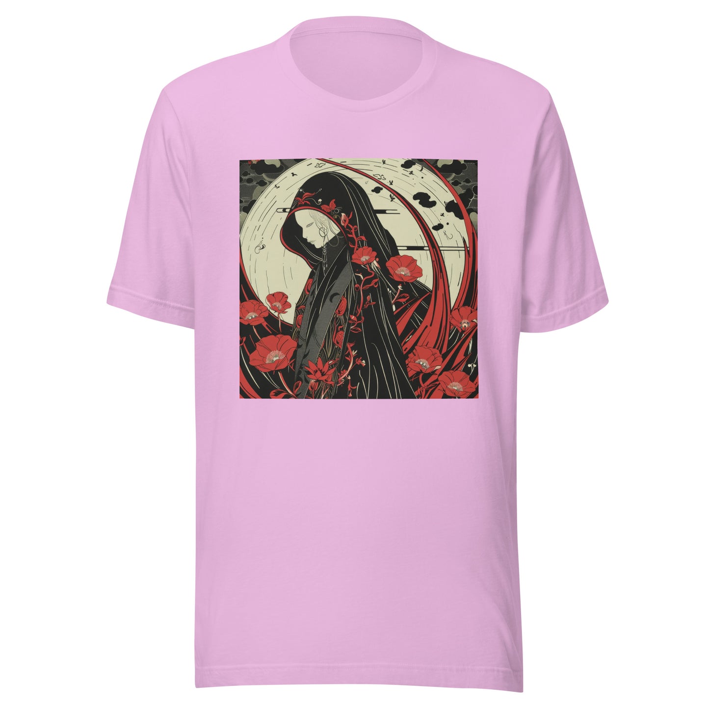 Cloaked Moon Floral Man Mysterious Night Anime Unisex Tee