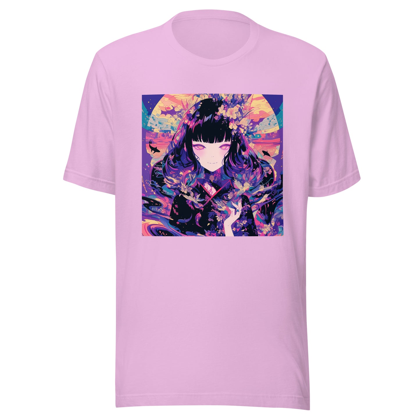 Purple Moon Sunset Fractal Yuko Witch Anime Unisex Tee