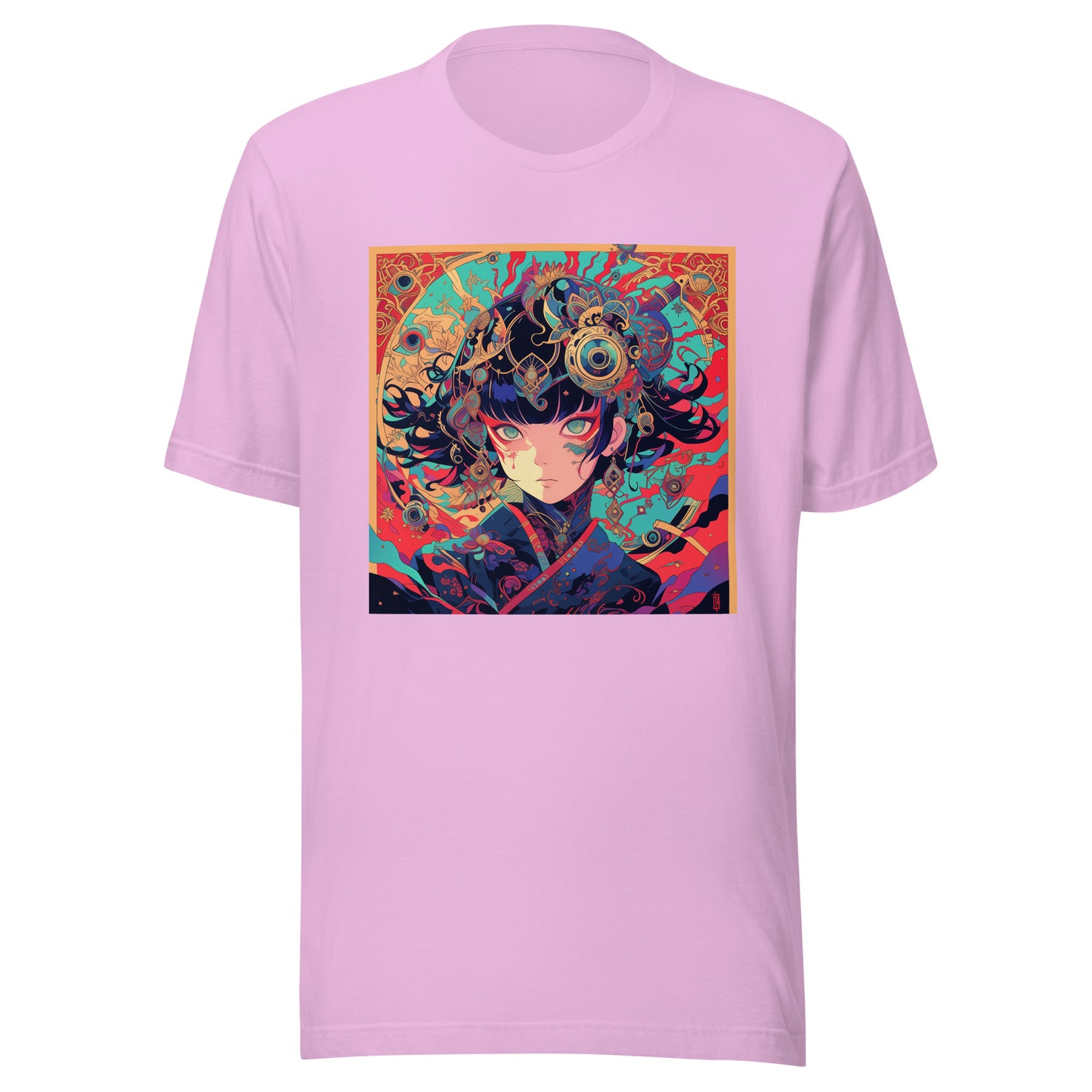 Red Fractal Kimono Anime Avant Lady hot colors Teal Moon Unisex Tee